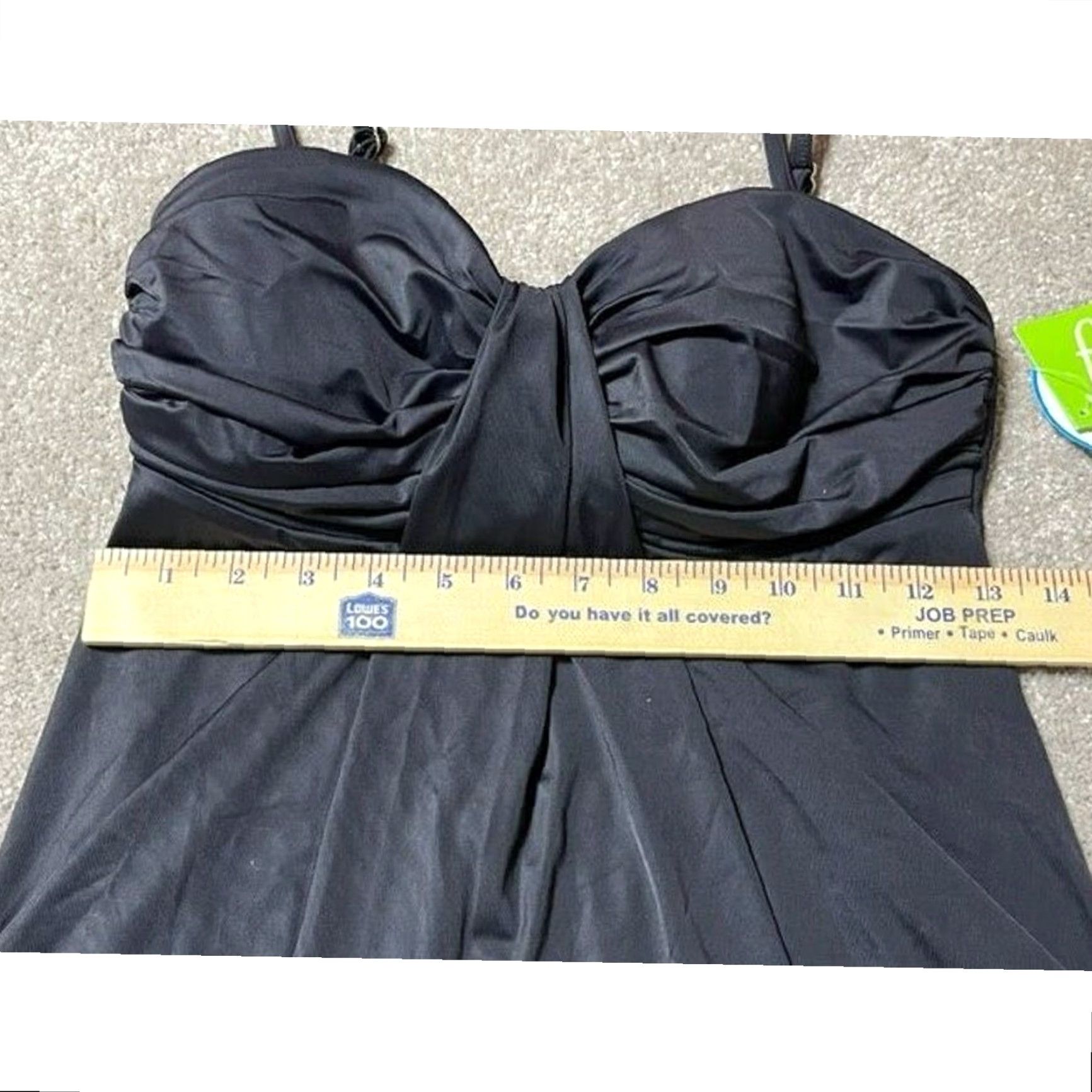 Vintage Fit 4 U Tankini Top Size 8 Tankini Women Slimming Tummy Control Padded Built-In Bra Adjustable Strap Black Beach 50s Pin Up Retro Modest Soild Pattern Size M / US 6-8 / IT 42-44 - 5 Thumbnail