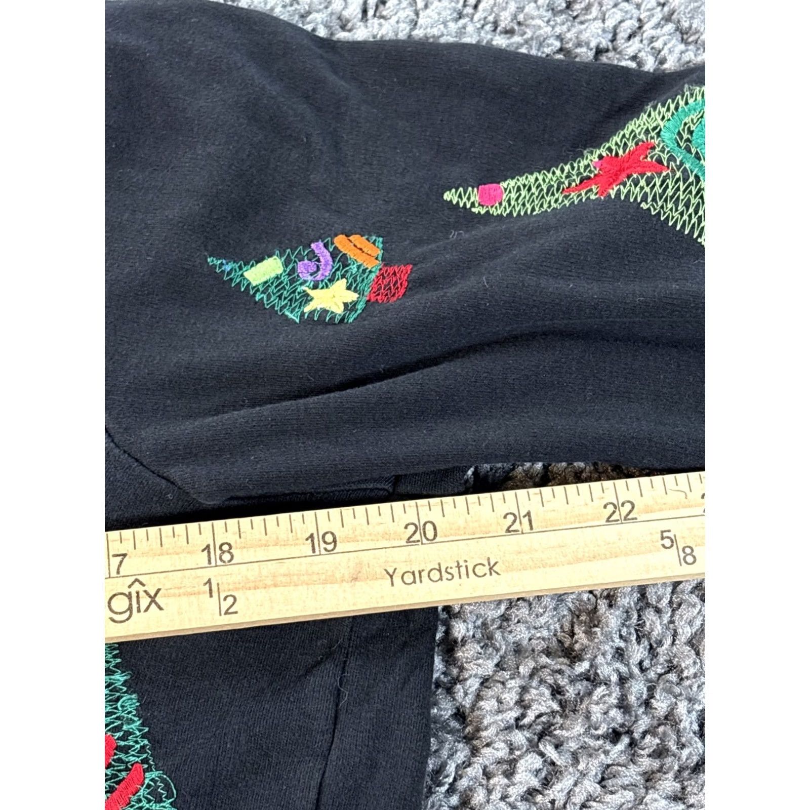 Michael Simon Lite Cardigan Sweater Women’s L Black Christmas Tree Embroidered Holiday Ugly Christmas Sweater Art To Wear, Women's — image 3 of 5