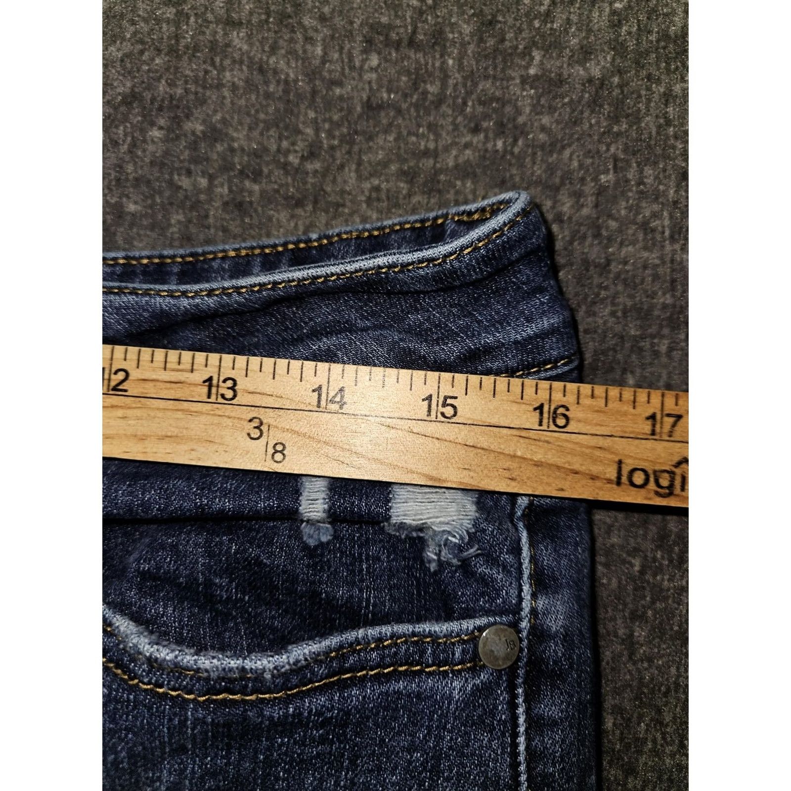 Denime Judy Blue Jeans Womens 14W Blue Distressed Bootcut Stretch Denim Mid Rise J88229 Jeans Women Distressed Pockets Logo Button Zip Fly Size 36" / US 14 / IT 50 - 3 Thumbnail