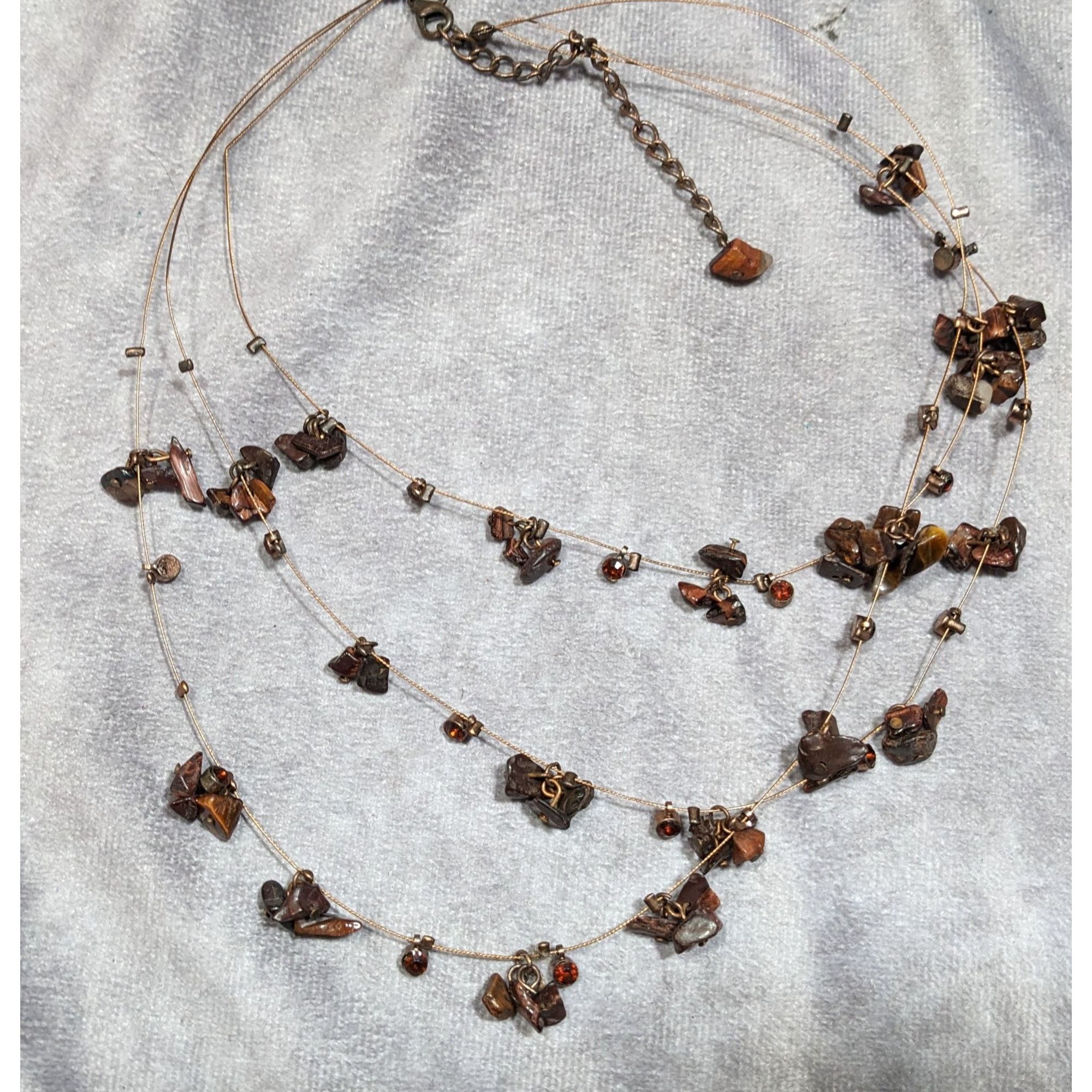 Other Layered Stone Chip And Rhinestone Necklace On Copper Tone Be Size ONE SIZE - 6 Thumbnail