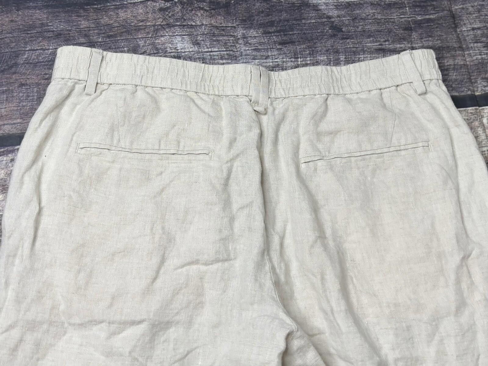 Zara Zara Linen Pants Women's Large Straight Leg Beige Preppy Size 36" / US 14 / IT 50 - 8 Thumbnail