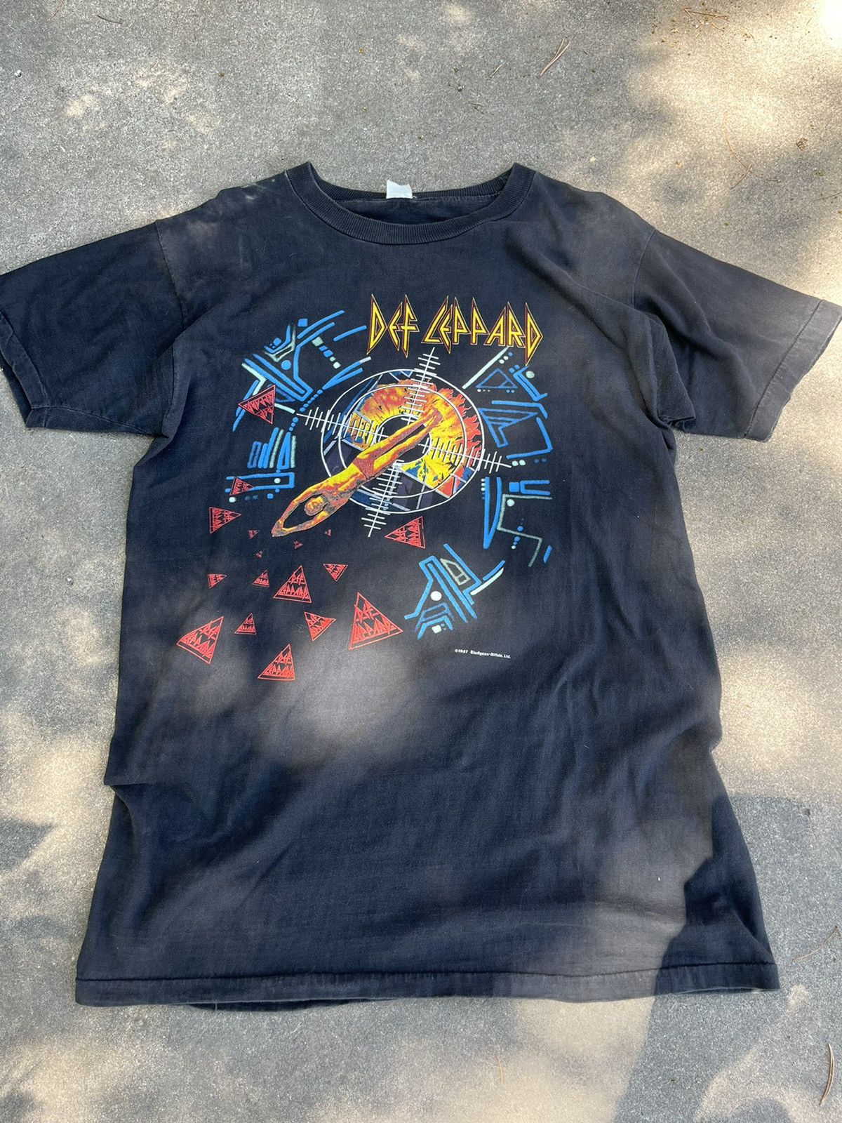 Image of Vintage Def Leppard Hysteria Tour Double Sided Tee Shirt in Black, Men's (Size XL)