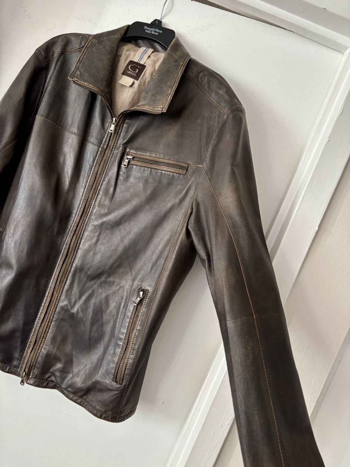 Gimo's Mens Italian Leather Jacket: Gimo’s “Marverick”EU 56 (Large) Size US XL / EU 56 / 4 - 10 Thumbnail