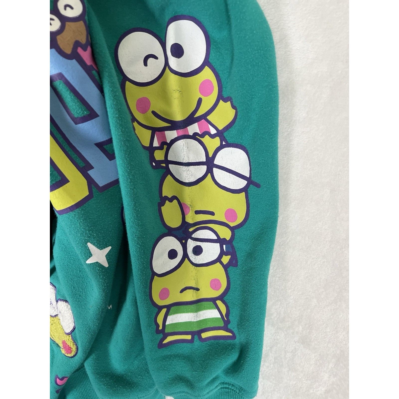 Other Sanrio Keroppi Pullover Sweatshirt Fuzzy Lined Green Hoodie Size M / US 6-8 / IT 42-44 - 6 Thumbnail