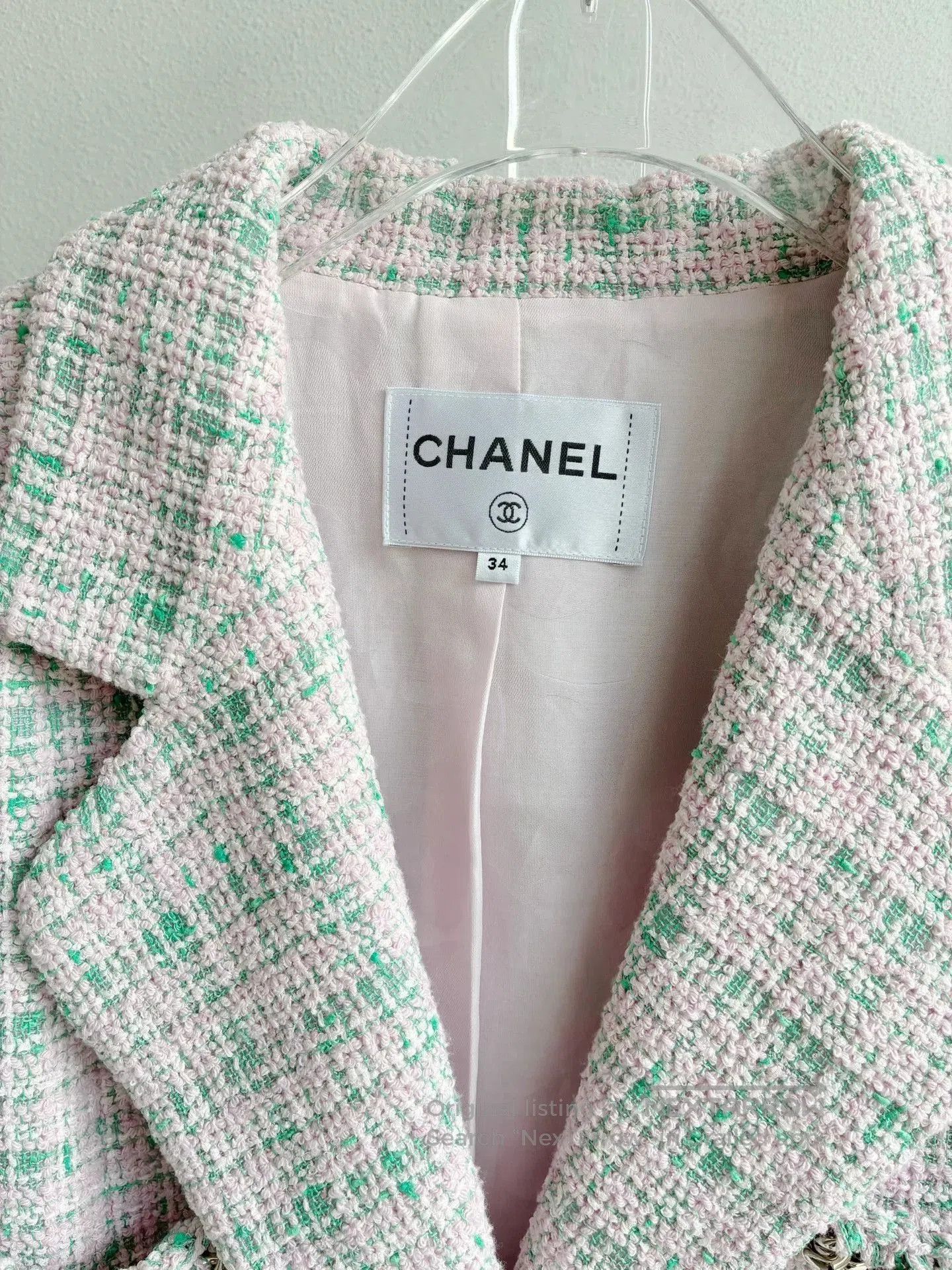 Chanel Chanel 21S Pink Green Plaid Tweed Jacket. Size XXS / US 00 / IT 34 - 4 Thumbnail