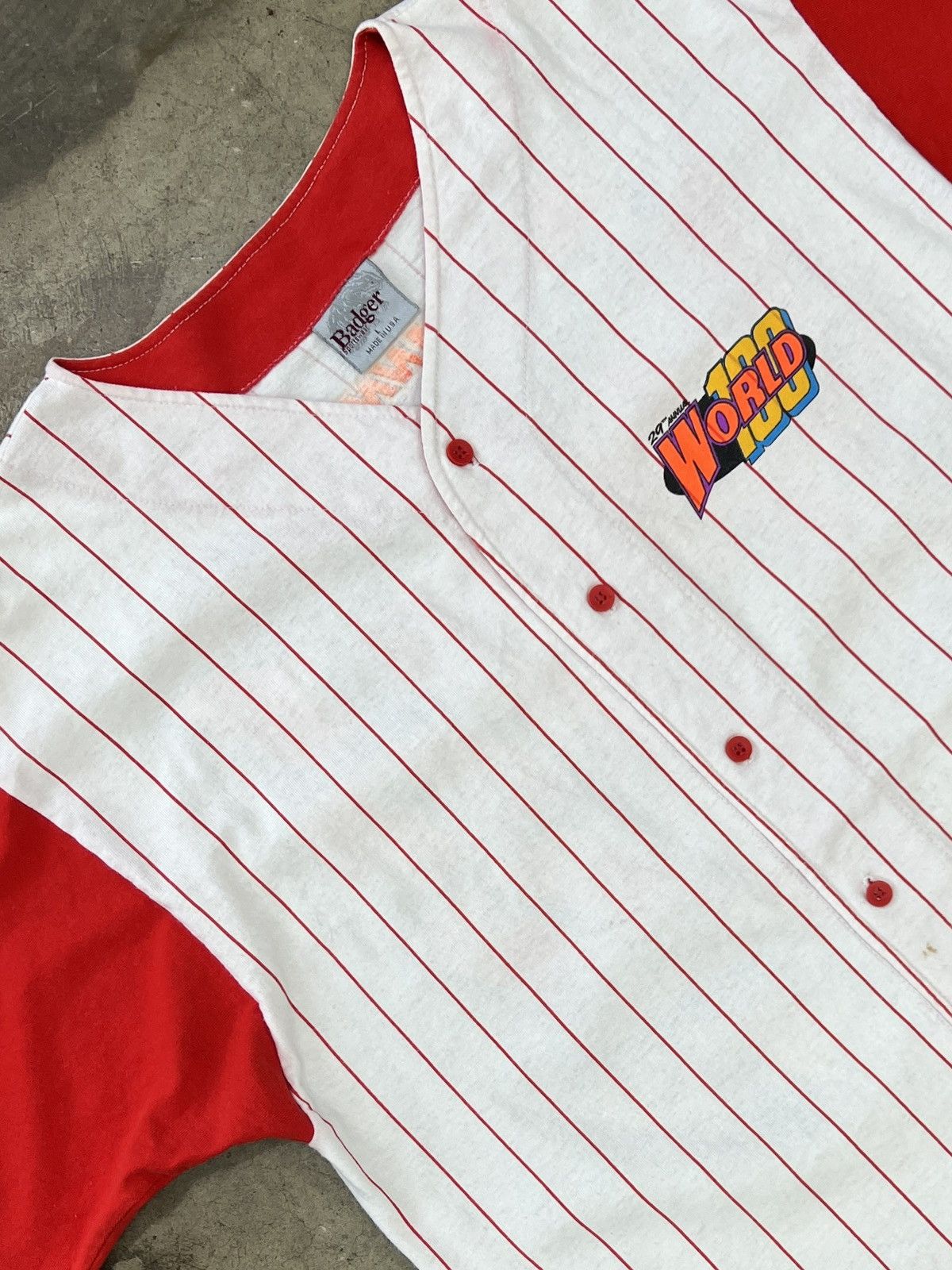 NASCAR Vintage 90s Racing World 100 Speedway Baseball Jersey Large Size US L / EU 52-54 / 3 - 4 Thumbnail
