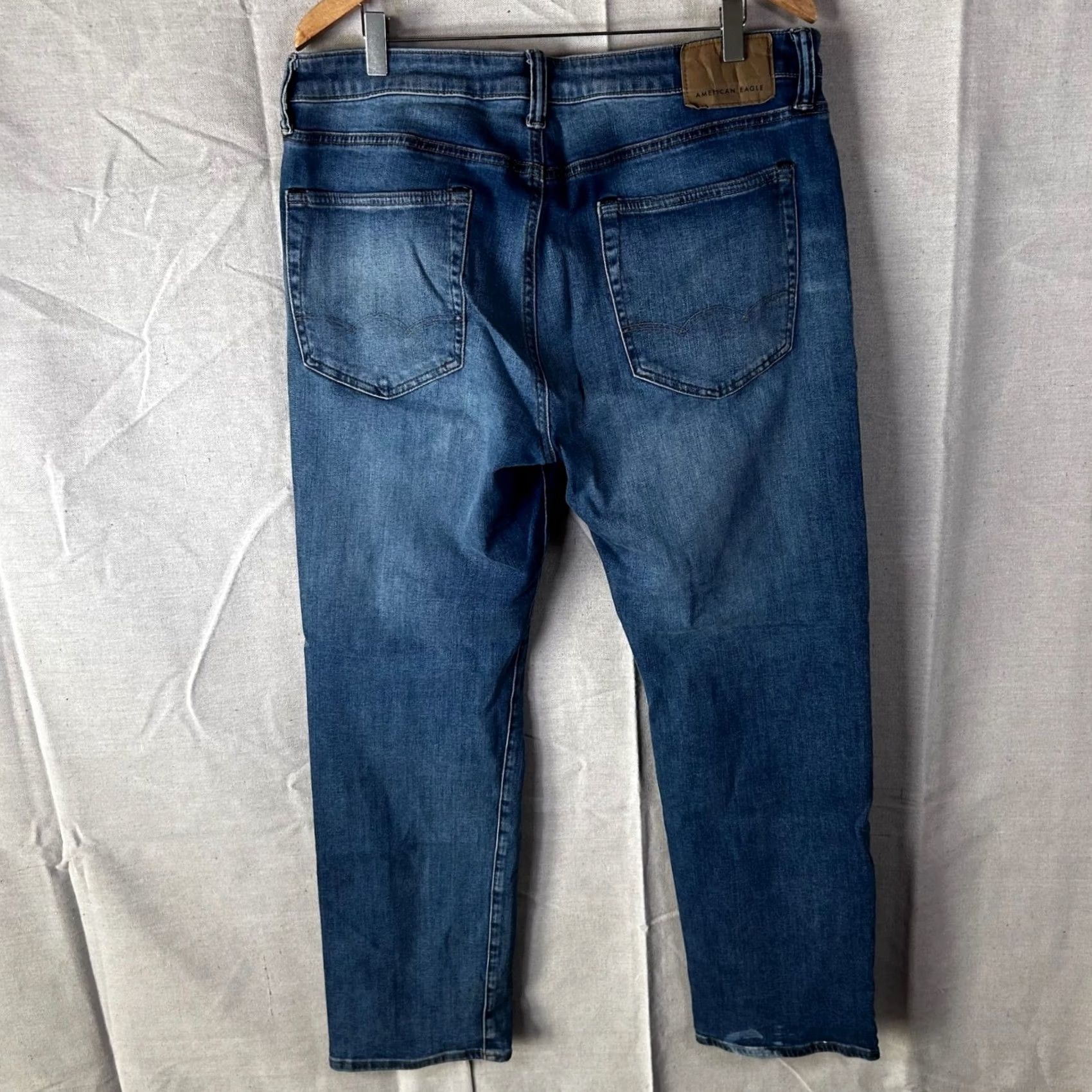 American Eagle Outfitters American Eagle Ne(x)t Level Flex Jeans 36x32 Blue Medium Wash Denim Mens Straight 5-Pocket Zip Button Regular Rise Mid Comfort Stretch Size US 36 / EU 52 - 7 Thumbnail