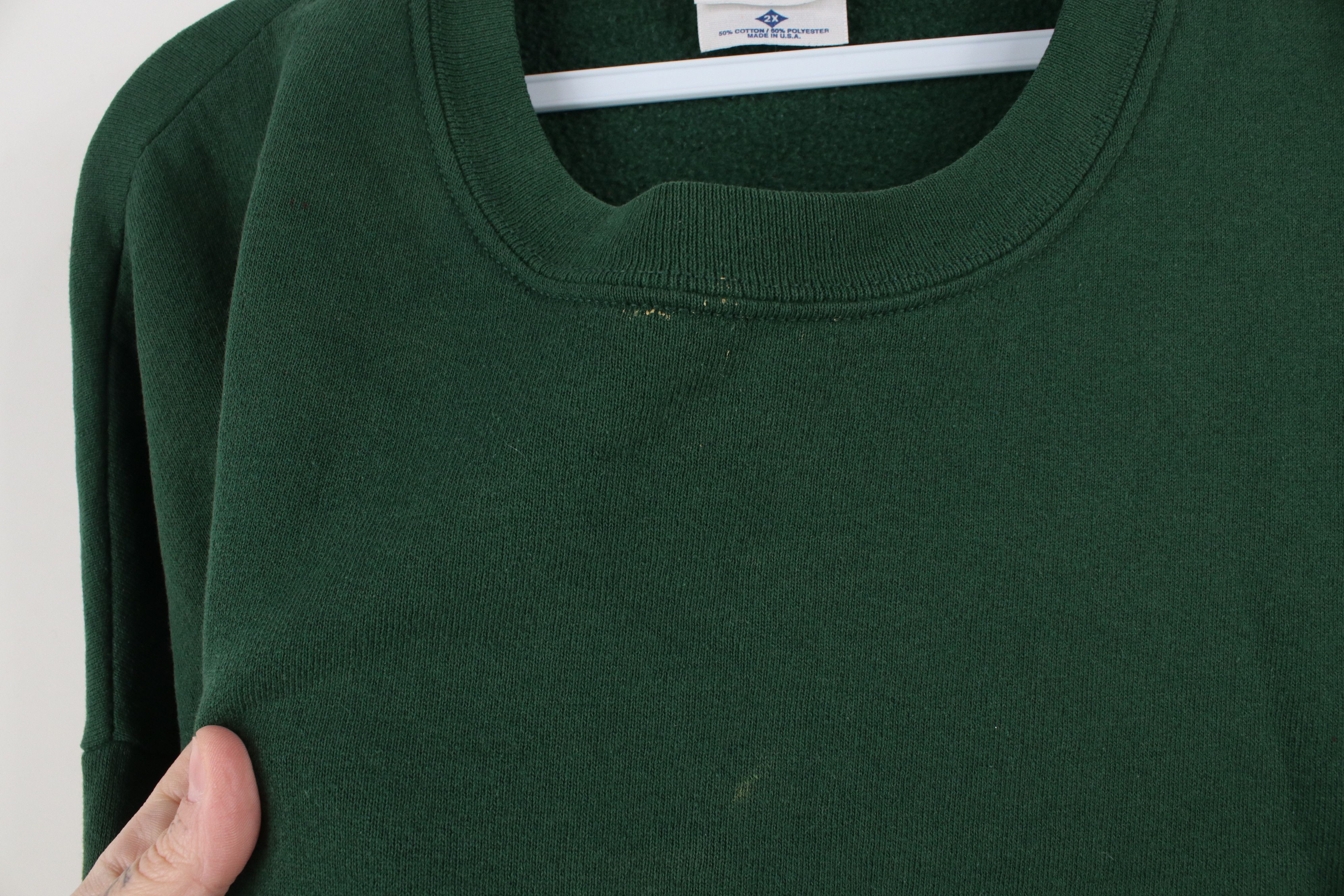 Vintage Vintage 90s Streetwear Blank Crewneck Sweatshirt Green USA Size US XXL / EU 58 / 5 - 7 Thumbnail
