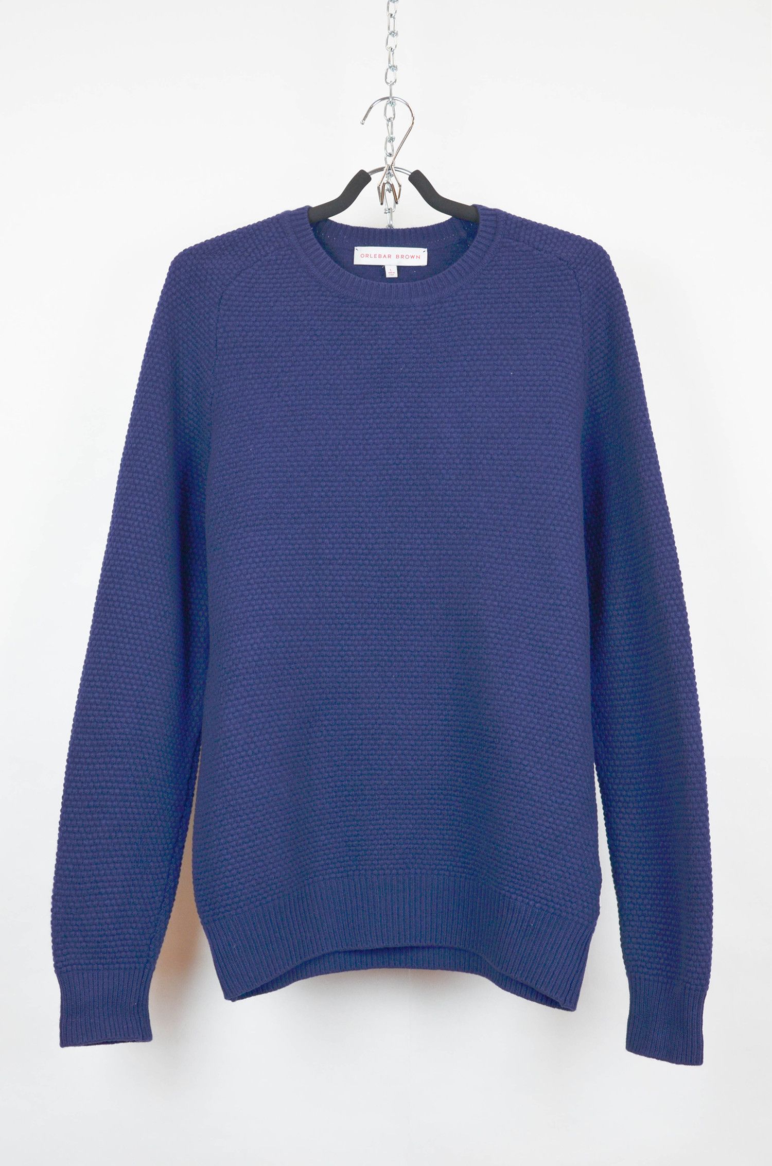Orlebar Brown ORLEBAR BROWN Waffle Knit Lambswool Navy Sweater - L Size US M / EU 48-50 / 2 - 1 Thumbnail