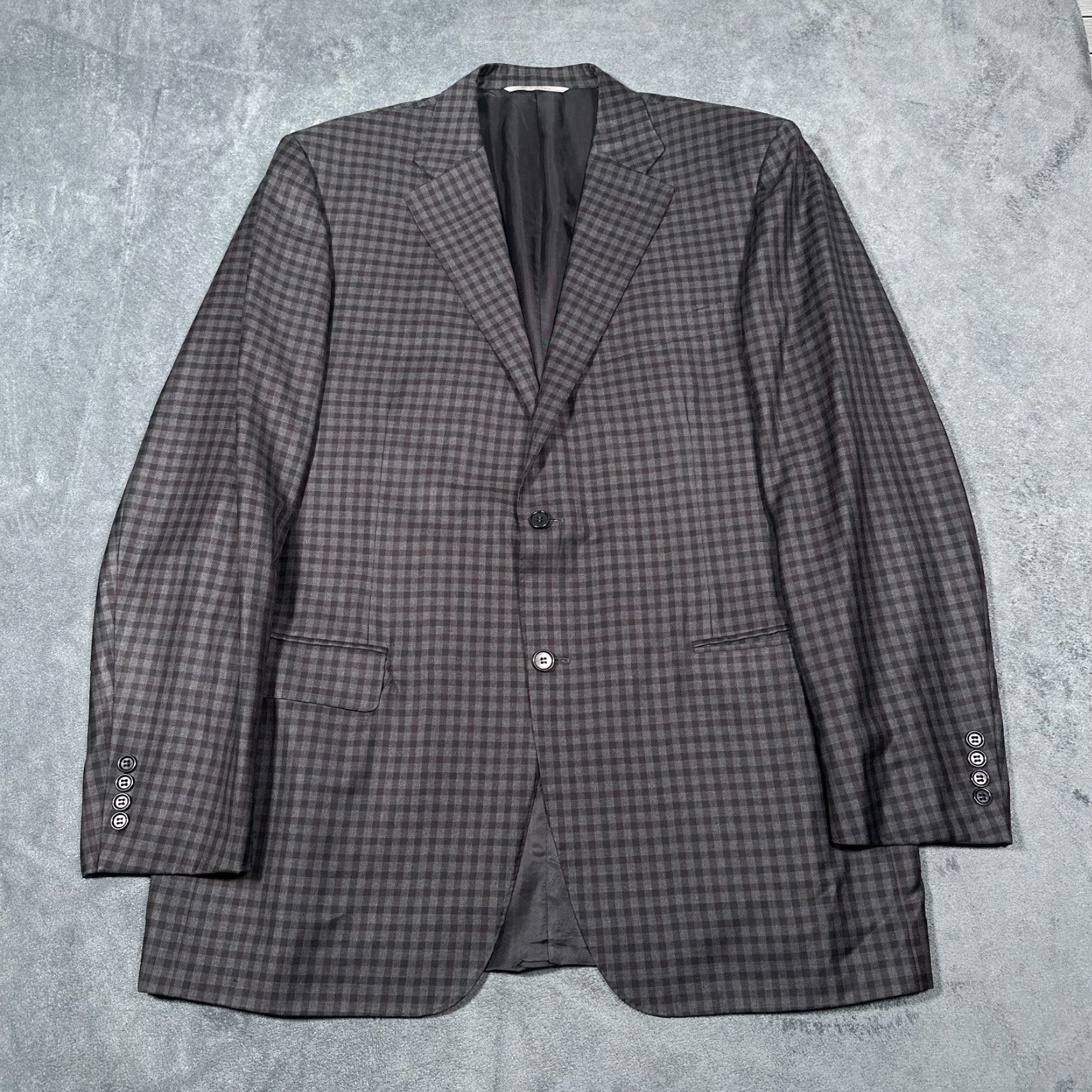 Canali Canali 1934 Blazer Men Wool Check Gray Burgundy 46R EU56 Two-Button Notch Lapel 2-Piece Regular Jacket Blazer Vintage N/A Mens Size 46R - 2 Thumbnail