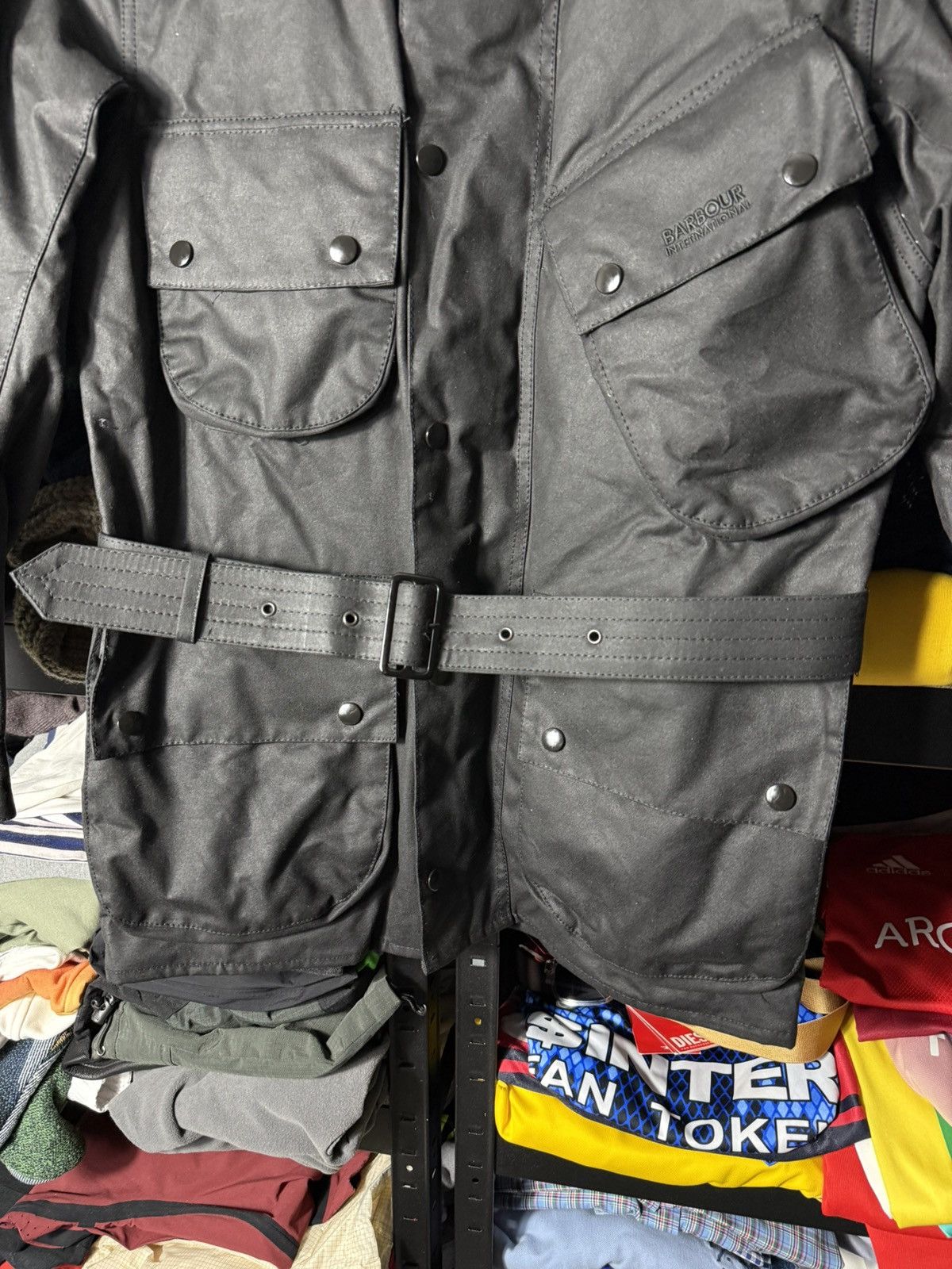 Barbour Barbour International A7 Wax Jacket Black Belted Moto Biker Size US S / EU 44-46 / 1 - 12 Thumbnail