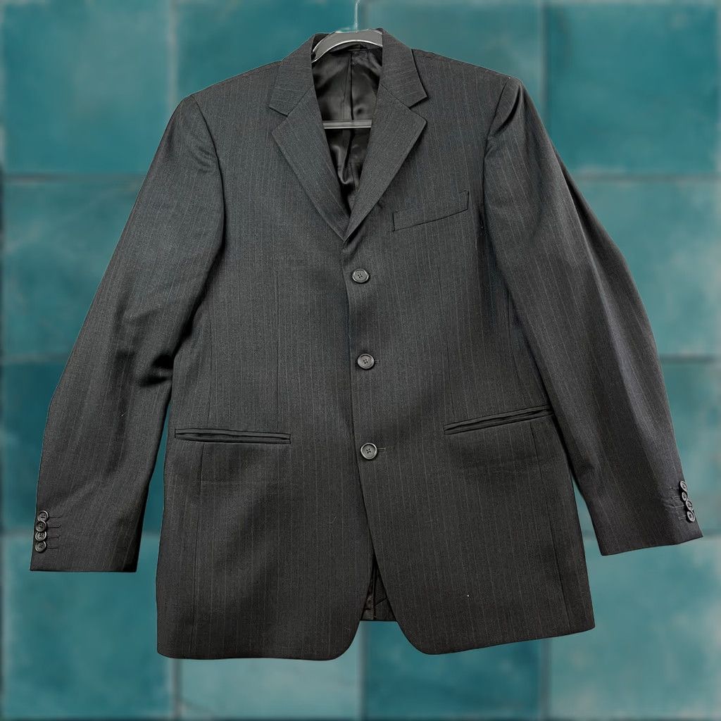 Banana Republic Banana Republic Blazer Jacket Slim Fit Men 40R Wool Pinstripe Blue Modern Business 3-Button 4-Button Inner Pockets Size 40R - 1 Thumbnail