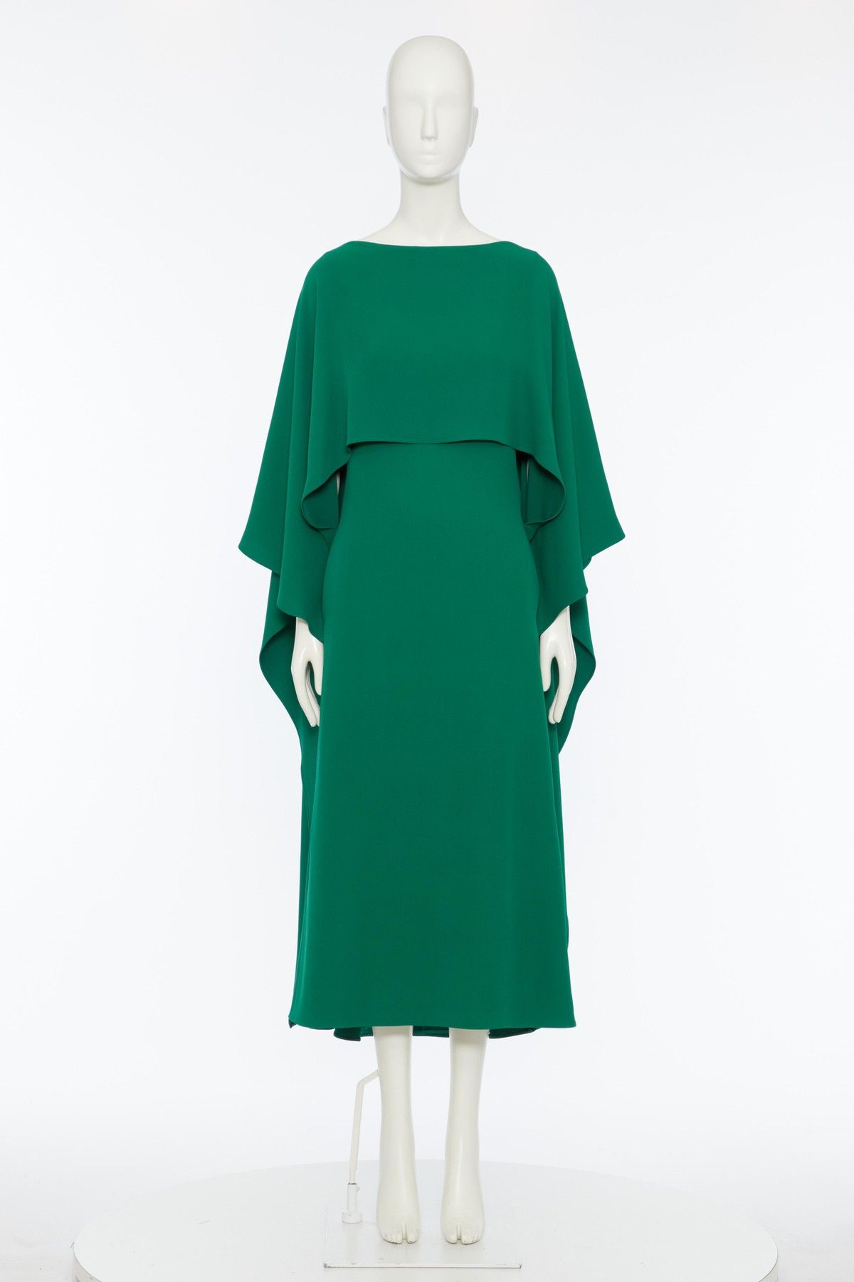 Valentino o1s1wg110525 Crepe De Chine Cape Dress in Green Size M / US 6-8 / IT 42-44 - 1 Thumbnail