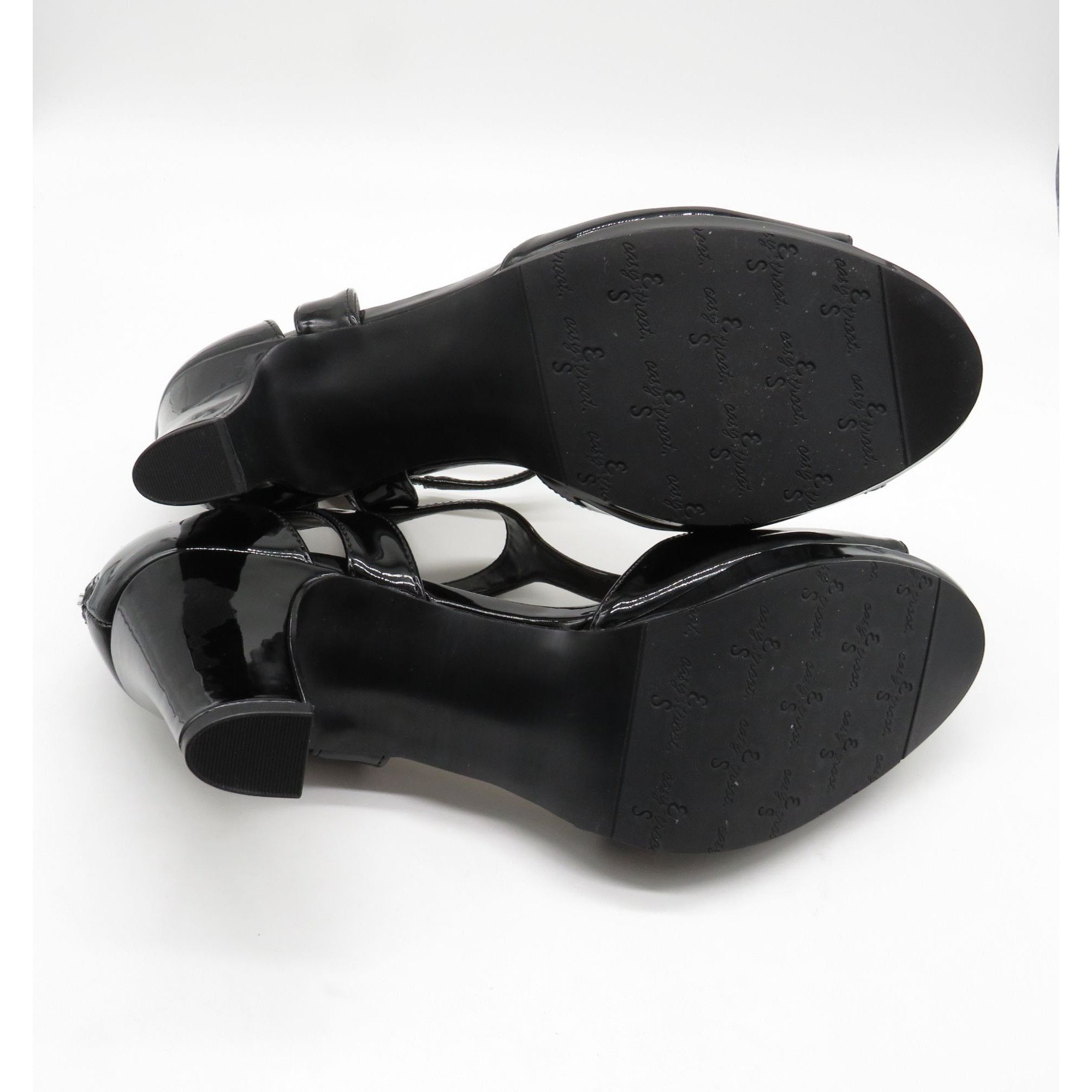Other Easy Street Black Patent Leather Open Toe Heels Back Zipper Size US 9.5 / IT 39.5 - 7 Thumbnail