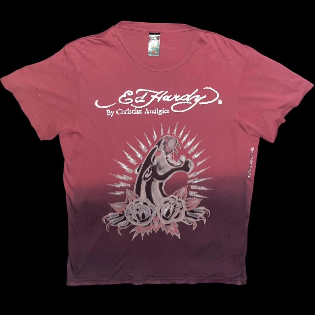 Ed Hardy × Vintage Vintage Ed Hardy Two Tone Rose & Panther Emo Tee Size US XXL / EU 58 / 5 - 3 Thumbnail