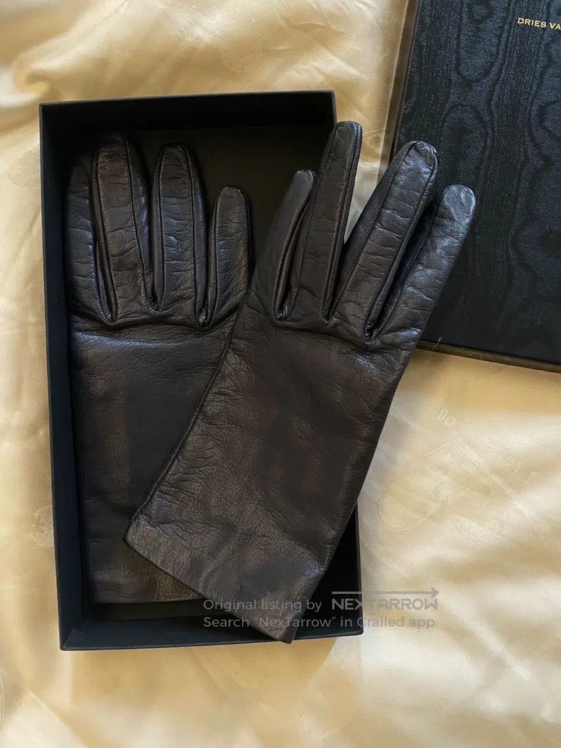 Dries Van Noten Dries Van Noten Charcoal Black Lambskin Gloves Size ONE SIZE - 2 Thumbnail