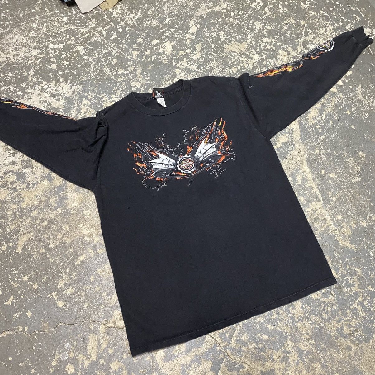 Vintage Vintage Harley Davidson Flame Flaming Long Sleeve Tshirt Size US XL / EU 56 / 4 - 5 Thumbnail