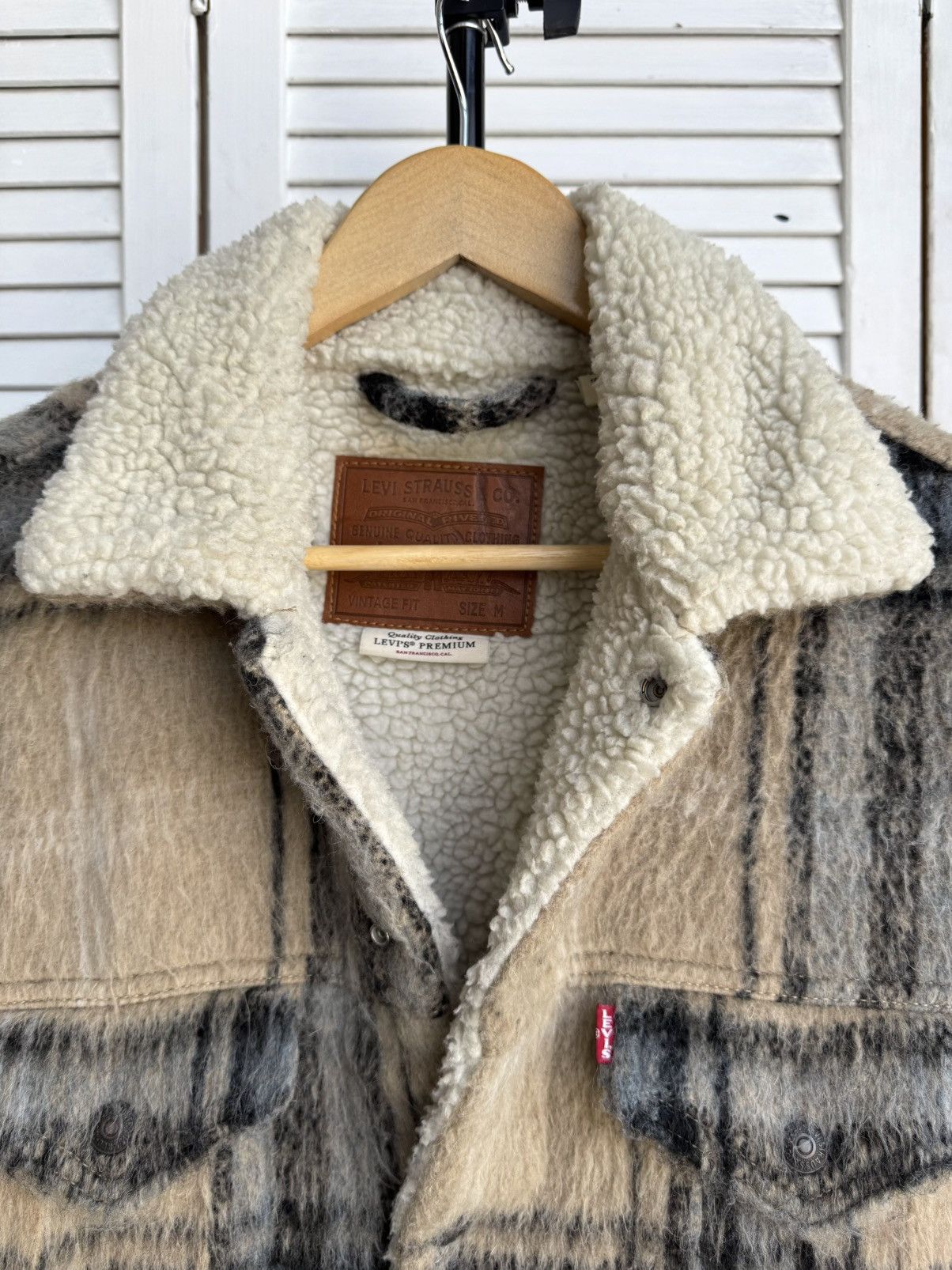 Levi's Levi’s Premium Vintage Fit Sherpa Trucker Jacket Plaid Wool Size US M / EU 48-50 / 2 - 7 Thumbnail