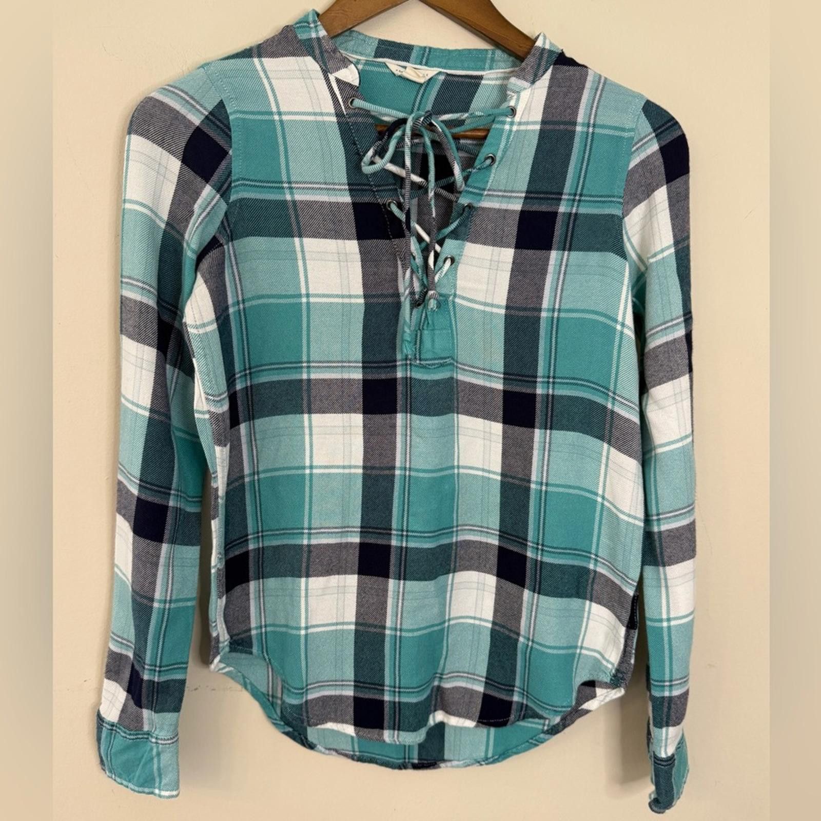Aeropostale Aeropostale western plaid flannel lace up top SZ XS Size XS / US 0-2 / IT 36-38 - 1 Thumbnail