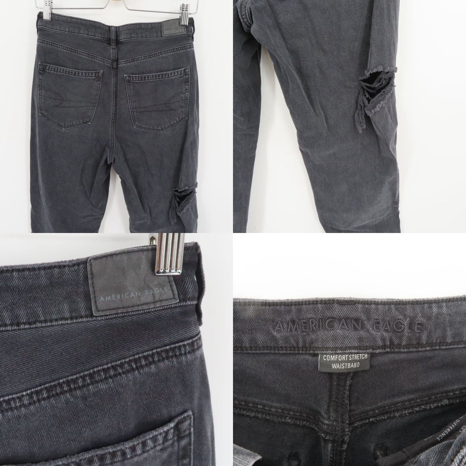 American Eagle Outfitters American Eagle Womens 4 Comfort Stretch Black Distressed Destroyed Denim Jeans Size 27" / US 4 / IT 40 - 8 Thumbnail