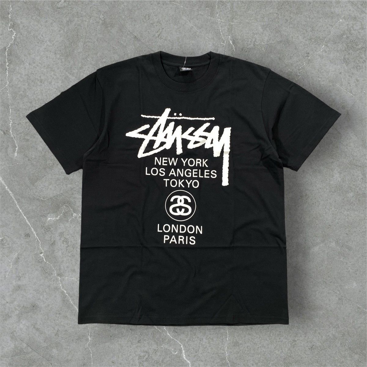 image of Stussy World Tour Tee Medium in Black, Men's