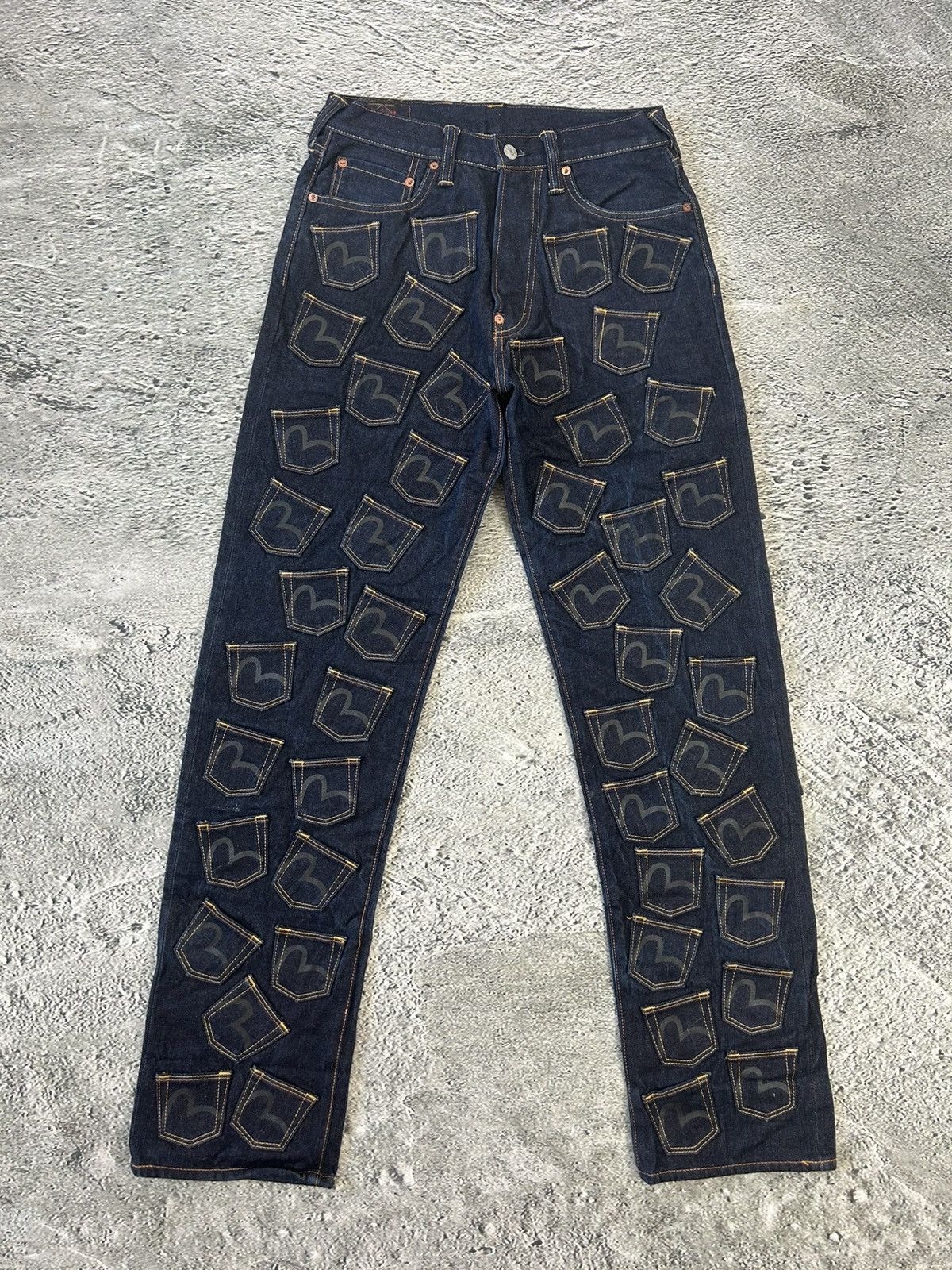 Evisu Evisu multipocket jeans front logo rare sample black Size US 28 / EU 44 - 1 Thumbnail