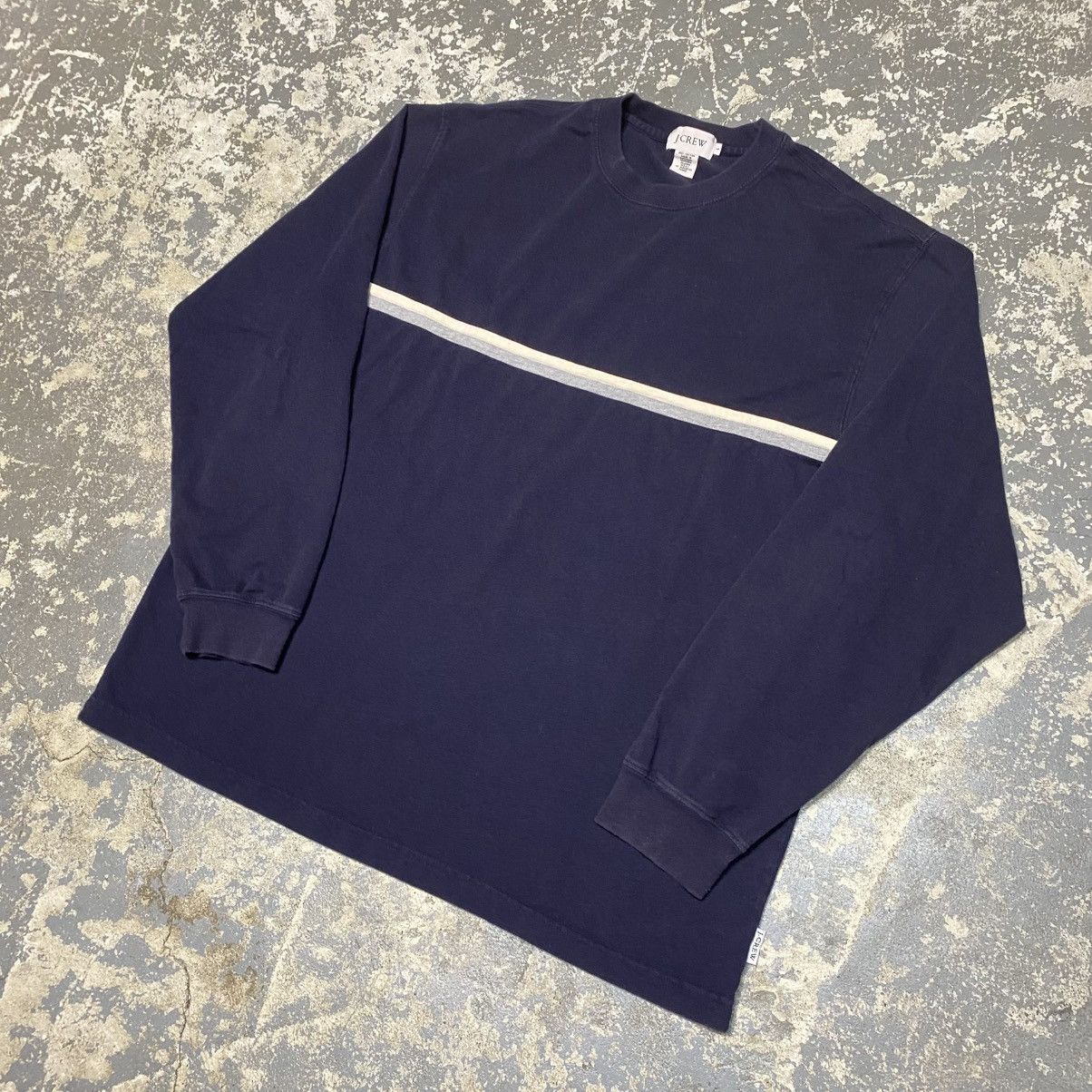 J.Crew × Vintage Vintage J Crew Striped Blank Long Sleeve Tshirt Size US L / EU 52-54 / 3 - 2 Thumbnail