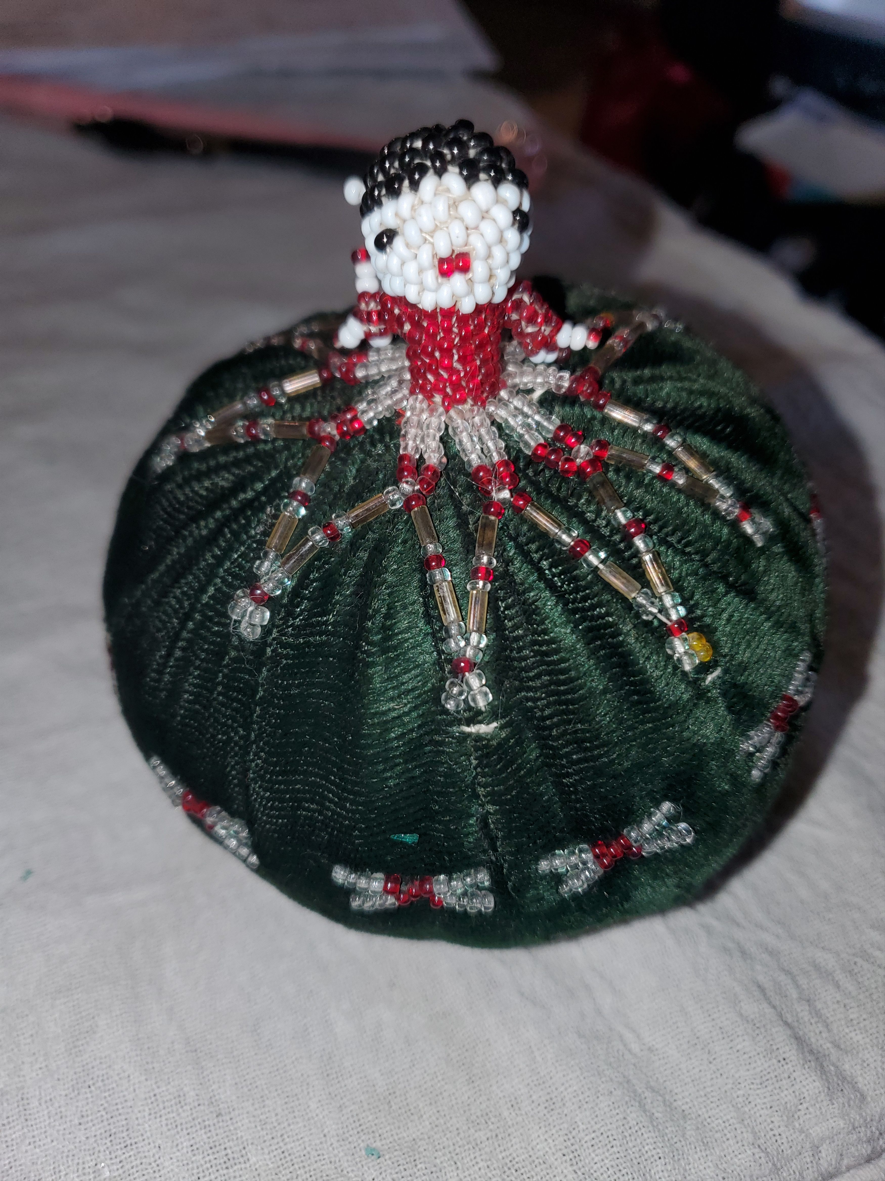 Vintage Vintage Hand Made Beaded Velvet Sewing Pincushion Size ONE SIZE - 1 Thumbnail
