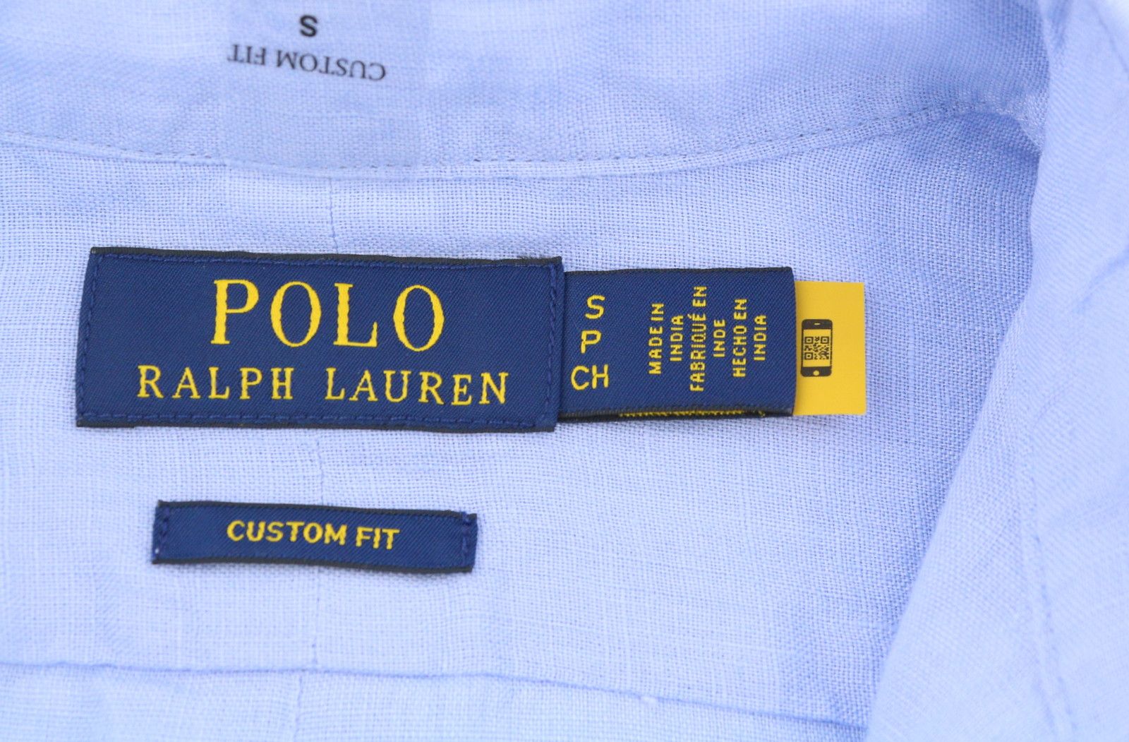 Ralph Lauren S Blue Linen Custom Fit Button-Down Neck Logo 87001 Size US S / EU 44-46 / 1 - 6 Thumbnail