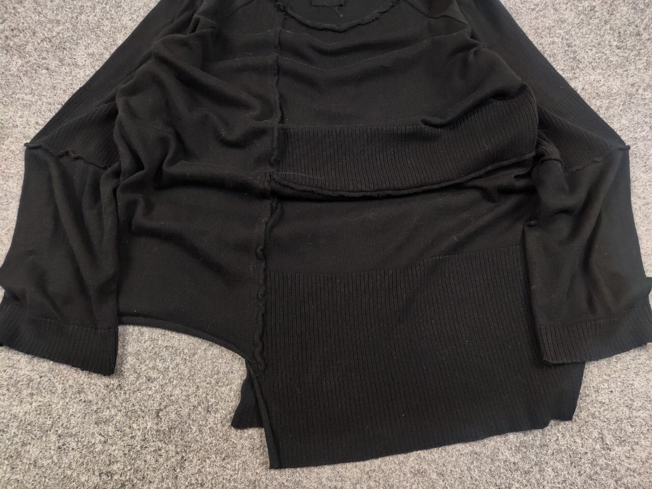 Japanese Brand Studio B3 Design Avant Garde Black Asymmetric Light Sweater Size L / US 10 / IT 46 - 9 Thumbnail