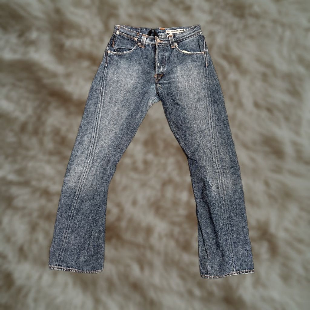 Levi's VINTAGE Levi's Engineered Jeans 31x34 Men Wide-Leg 90s Twisted Dark Denim Blue W31 L34 Leather Logo Button Fringe Vintage Yes/No? Size US 31 - 1 Thumbnail