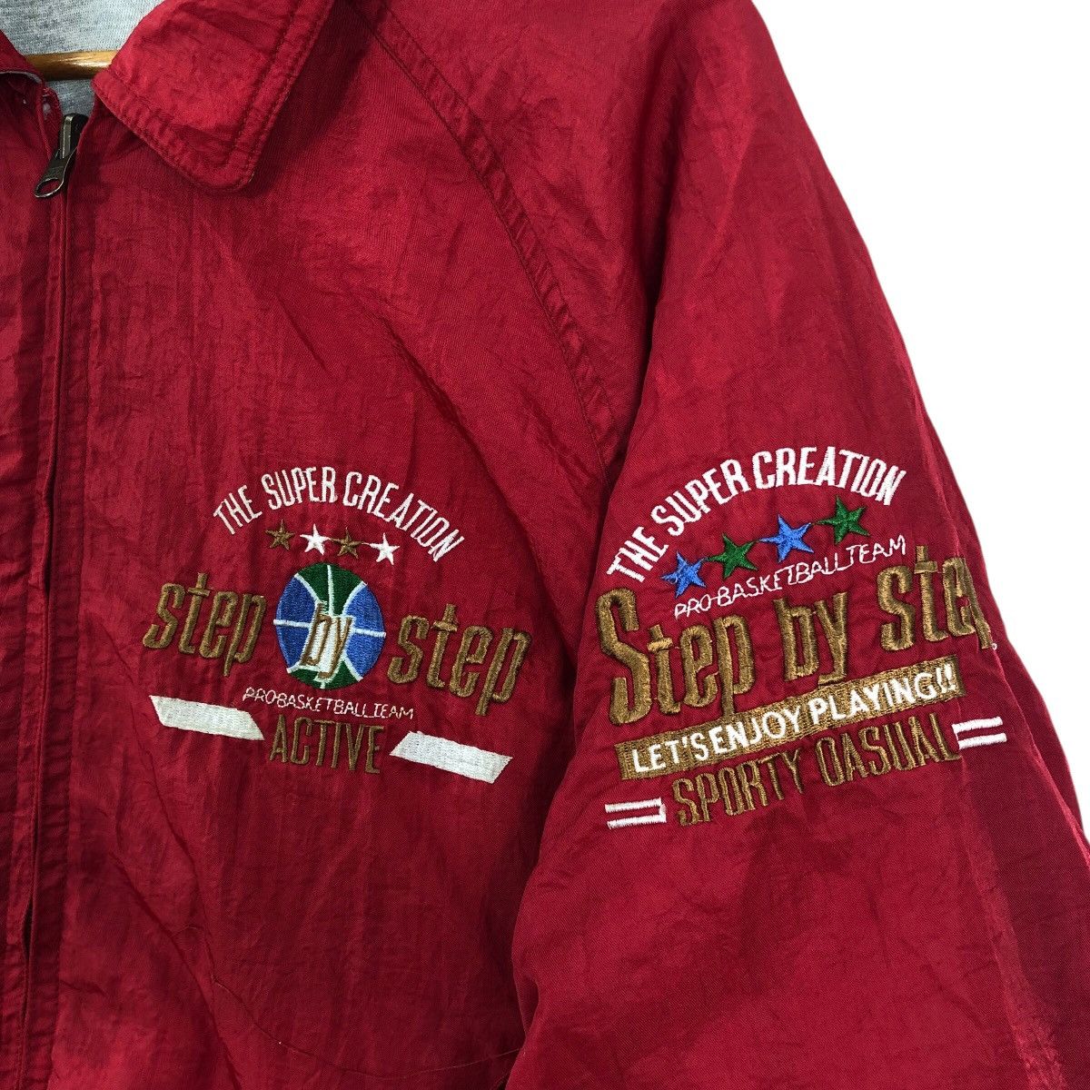 Other Vintage STEP BY STEP Pro Basketball Team Sport Bomber Jacket Size US XXL / EU 58 / 5 - 3 Thumbnail
