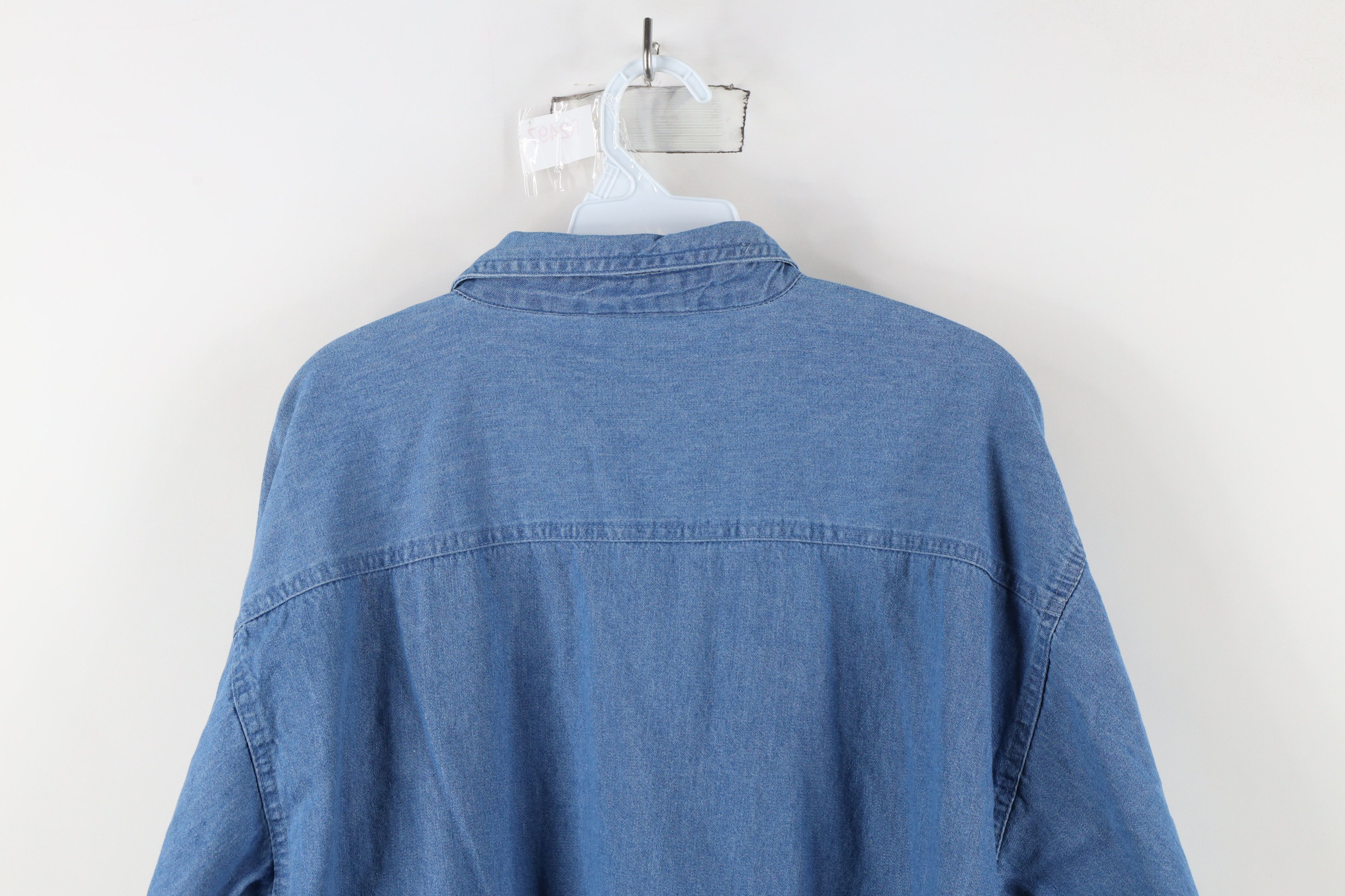 Vintage Vintage 90s Streetwear Collared Denim Jean Button Shirt Blue Size US XL / EU 56 / 4 - 11 Thumbnail