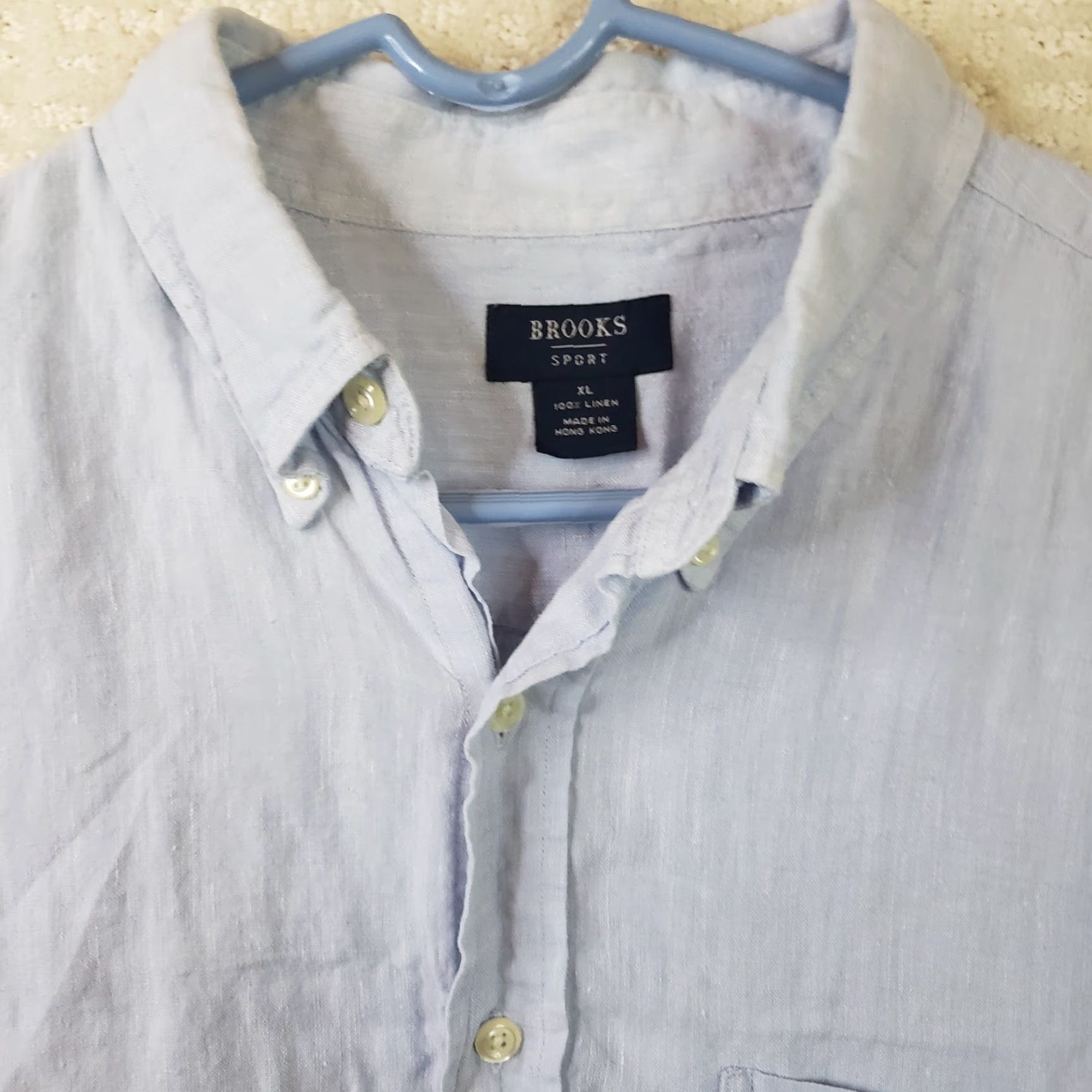 Brooks Brothers Brooks Brothers Sport 100% Linen Shirt Men's XL Blue Short S Button Collared Brown? Size US XL / EU 56 / 4 - 5 Thumbnail
