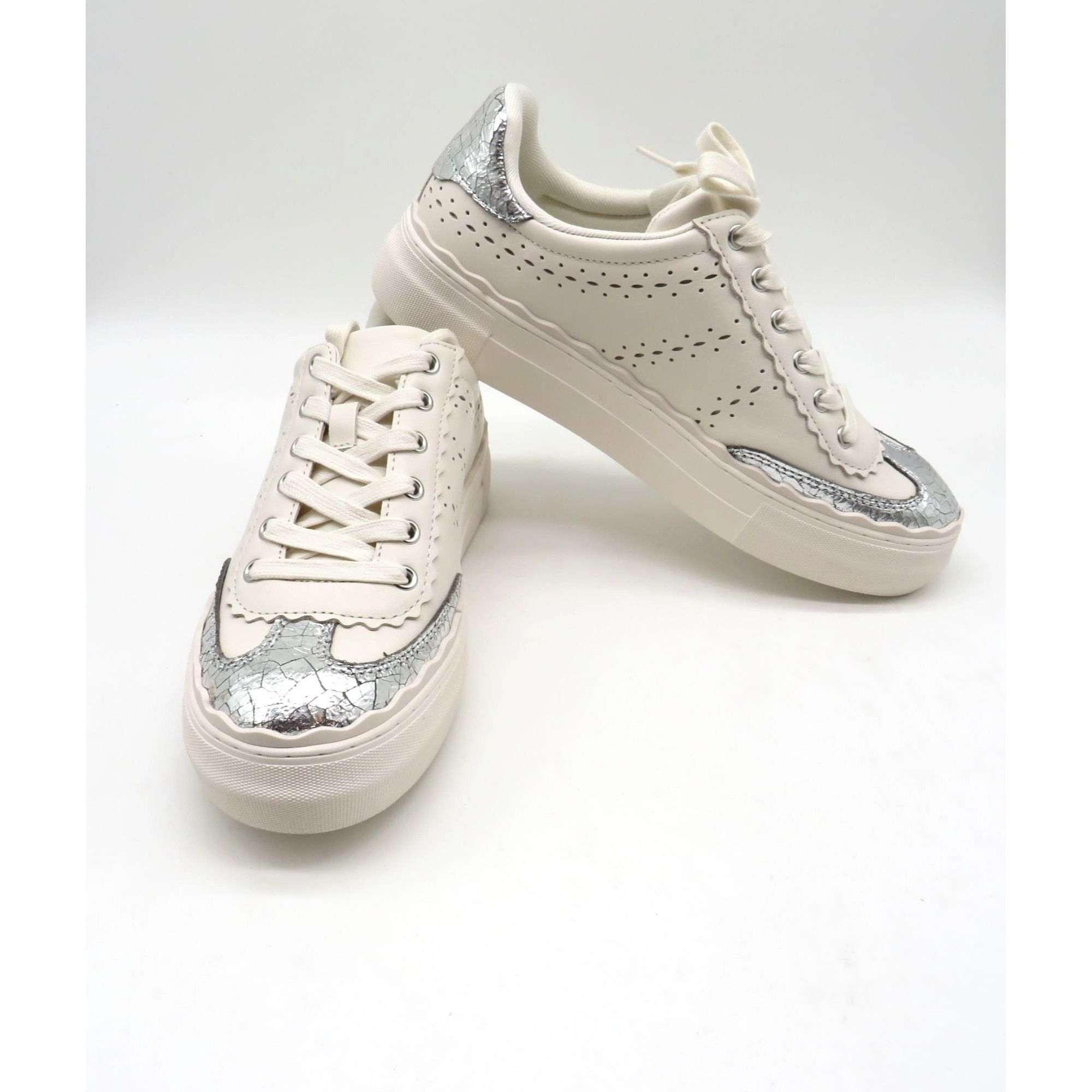 Vince Camuto Vince Camuto Jenlie Coconut Cream Silver Sneakers Women's Si Size US 7.5 / IT 37.5 - 4 Thumbnail