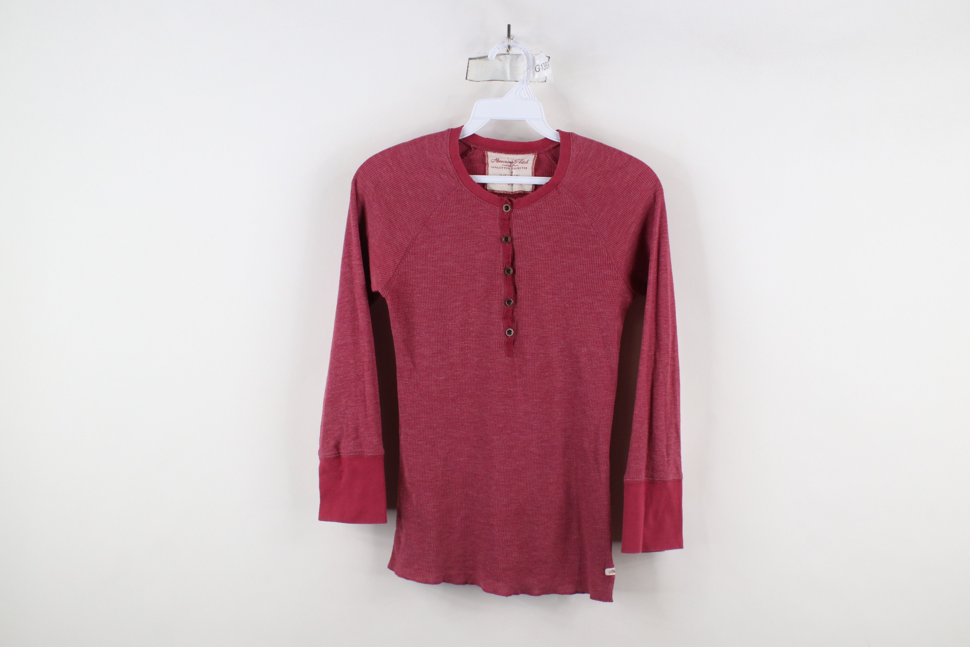 Abercrombie & Fitch × Vintage Vintage 90s Y2K Abercrombie & Fitch Knit Henley T-Shirt Red Size M / US 6-8 / IT 42-44 - 1 Thumbnail