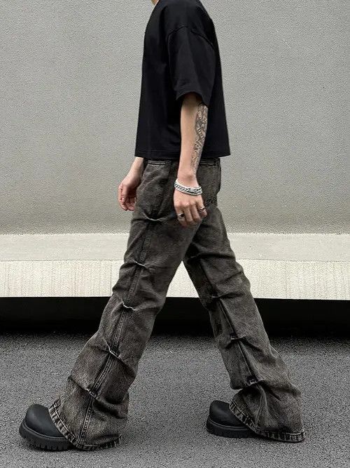 VIBE Opium Pleated Stacked Denim Jeans Size US 32 / EU 48 - 5 Thumbnail