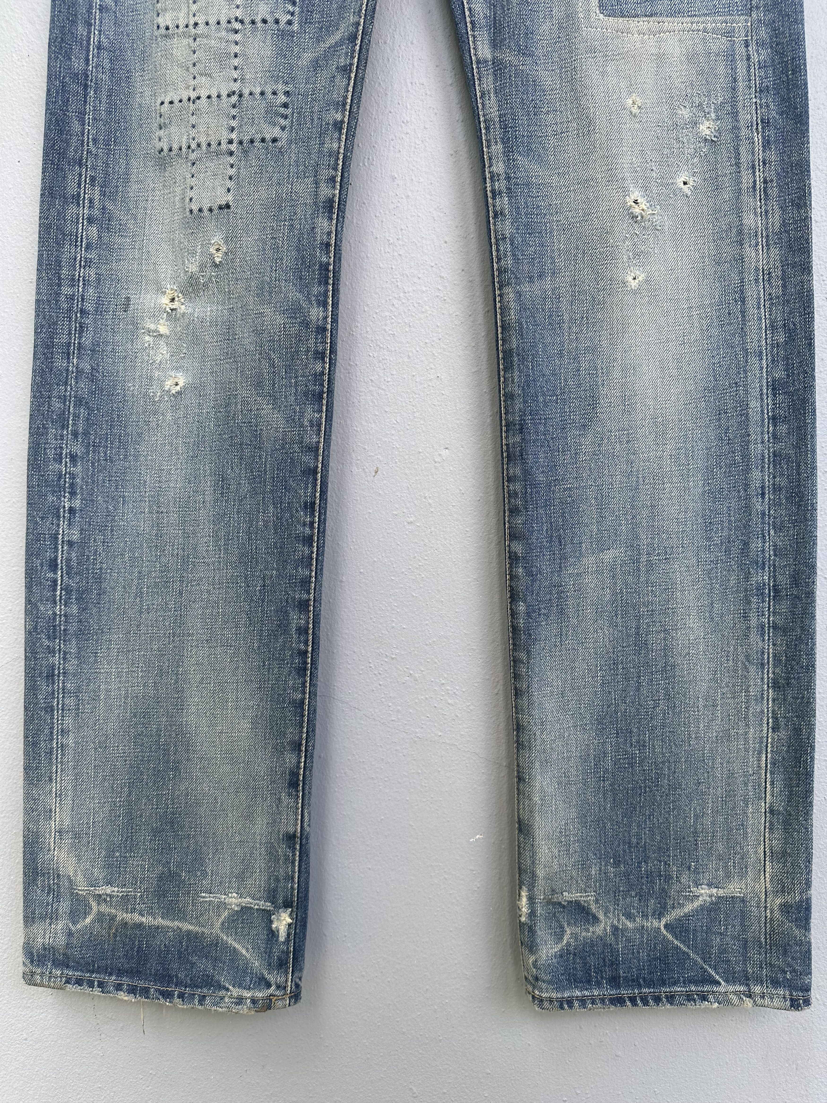 OMNIGOD Vtg Distressed Rips Boro Patchwork Omnigod Flare Denim Jeans Size US 29 - 8 Thumbnail