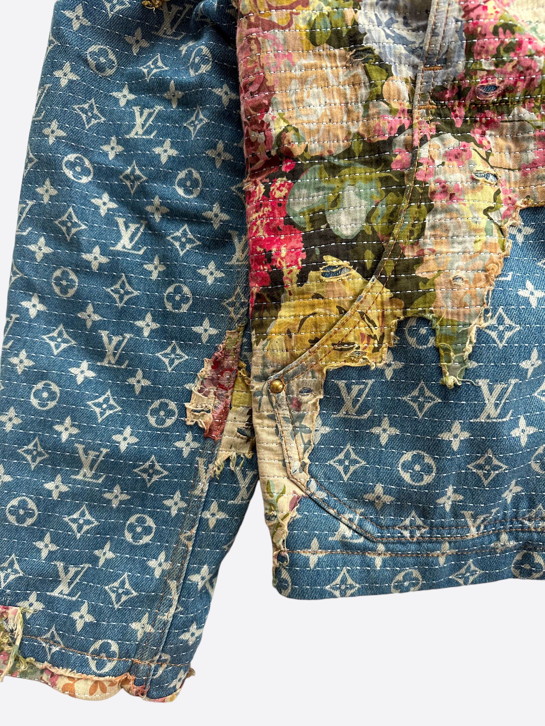Louis Vuitton Louis Vuitton Blue Monogram Distressed Floral Jacket Size US L / EU 52-54 / 3 - 3 Thumbnail