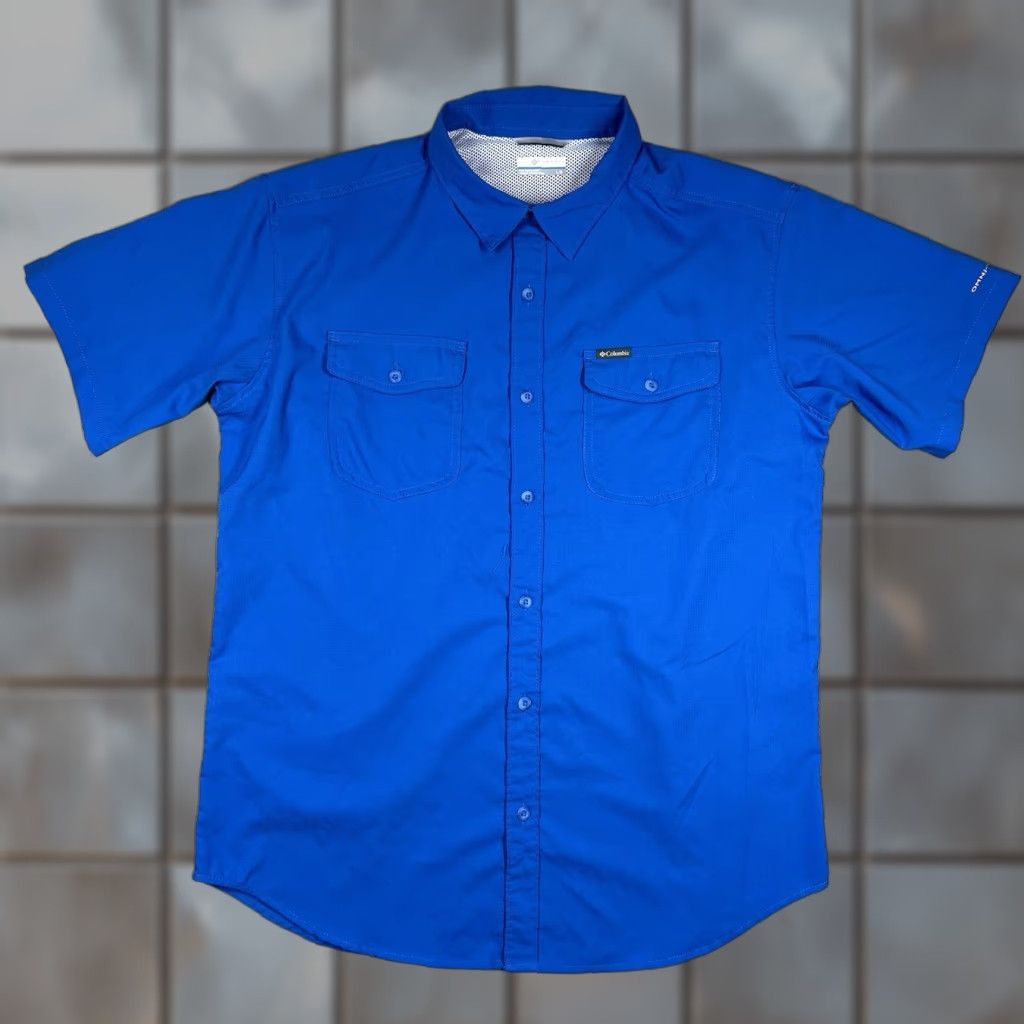 Vintage Columbia Shirt PFG Mens L Blue Omni-Wick Shield Short Sleeve Button-Up Size US L / EU 52-54 / 3 - 1 Thumbnail