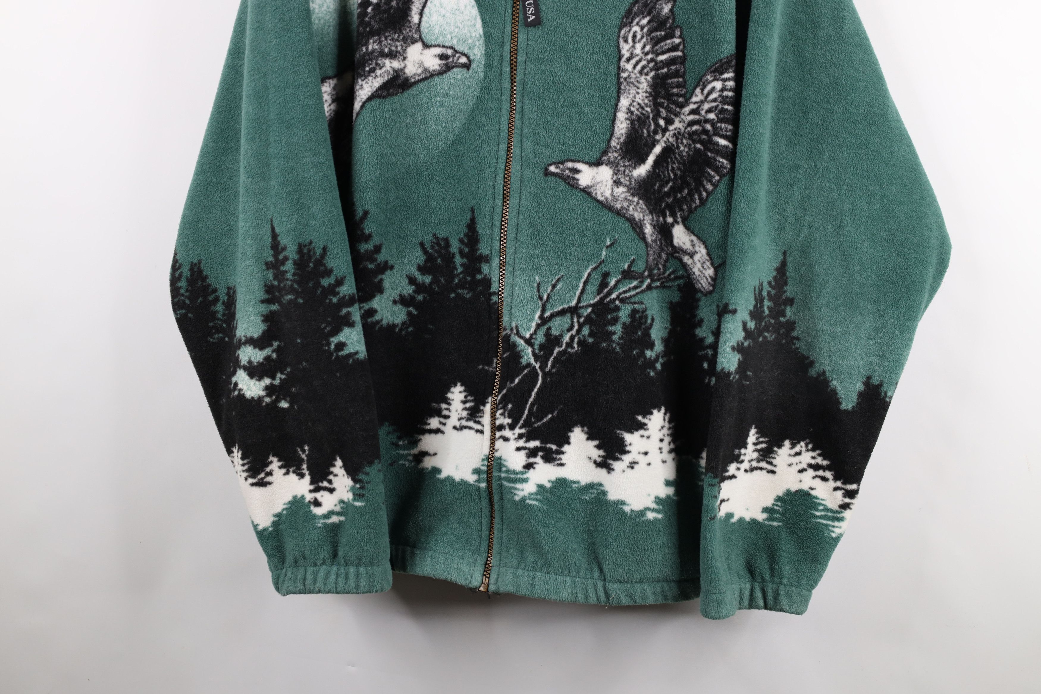 Vintage Vintage 90s Streetwear Eagle All Over Print Fleece Jacket US Size XL / US 12-14 / IT 48-50 - 3 Thumbnail