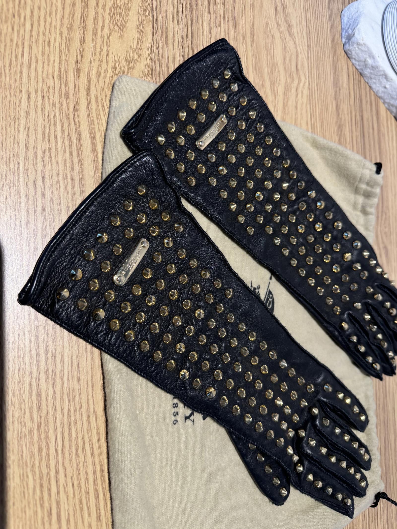 Burberry Burberry Prorsum Gold Studded Gloves Size ONE SIZE - 6 Thumbnail