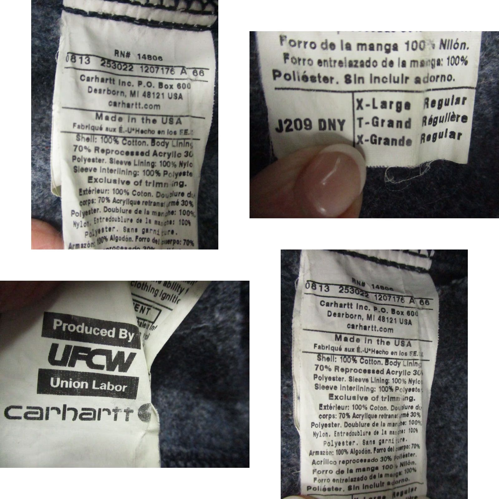 VINTAGE Carhartt Jacket Blanket Lined Detroit J209 USA Navy Blue Mens XL City USA Blue Jacket