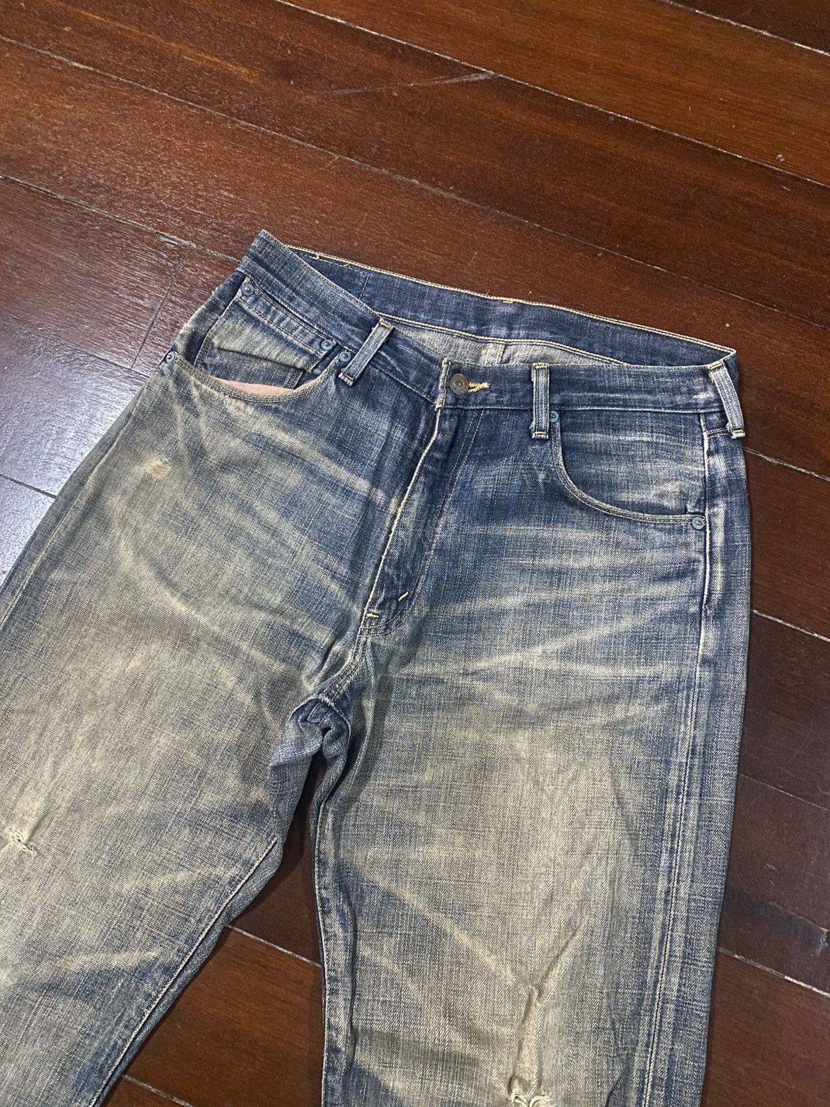 Levi's Rare Levi’s 553 Fade Denim mud wash distressed selvedge Size US 33 - 7 Thumbnail