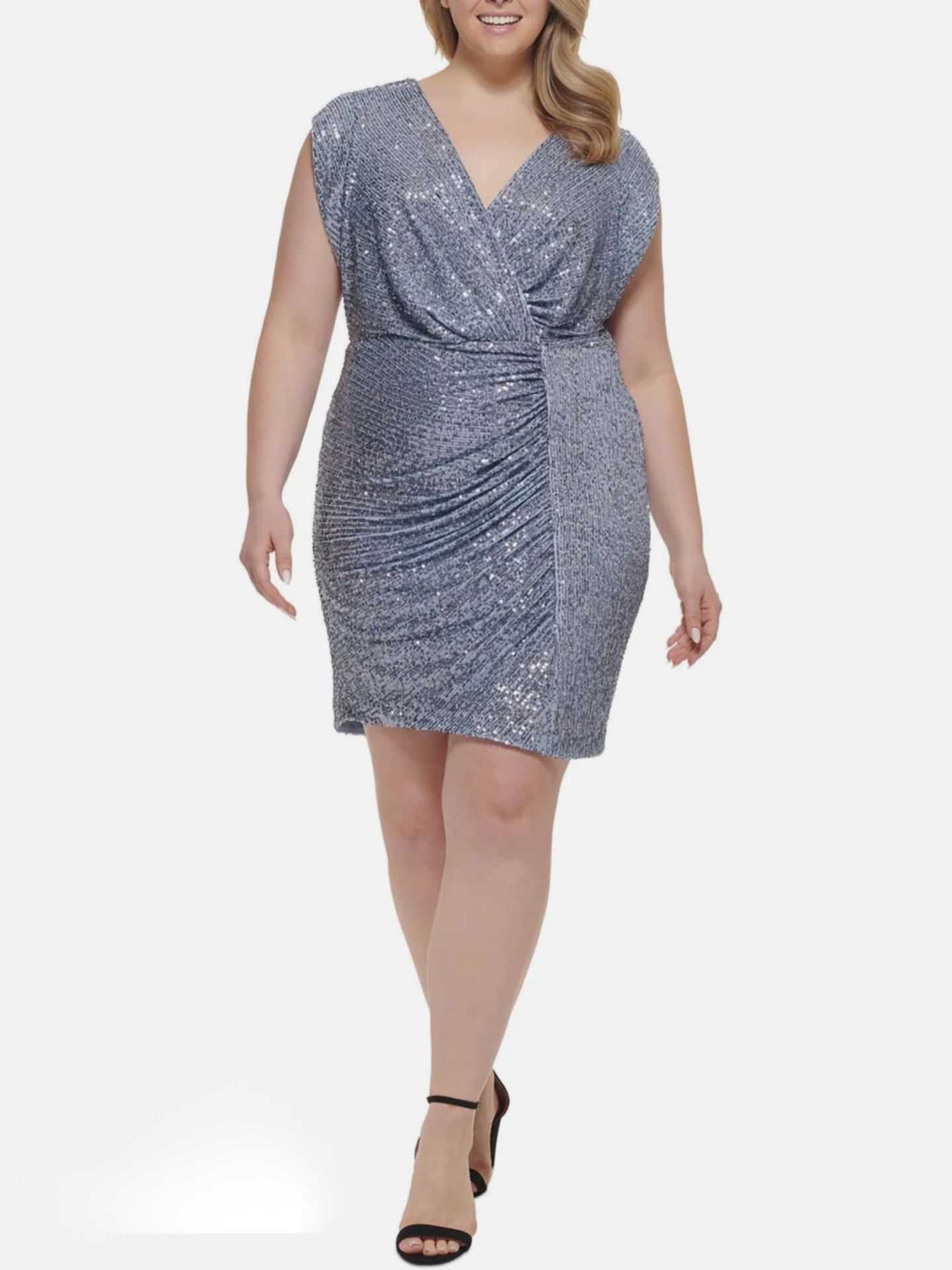 Other Eliza J Sequin Sheath Ruched Party/Cocktail Dress Size 3XL / US 20-22 - 10 Thumbnail