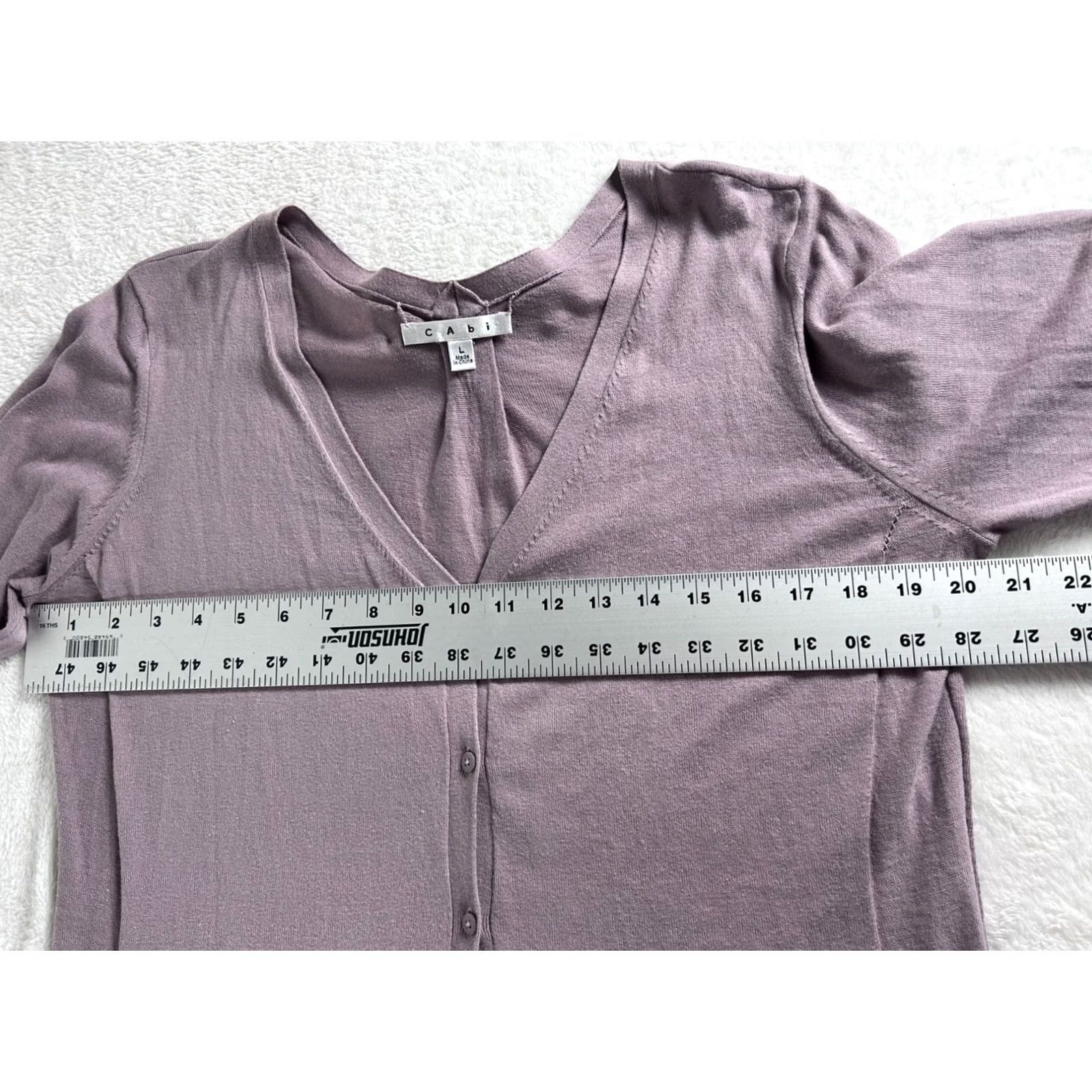 Vintage Cabi Womens Button Front Cardigan Sweater Large Lavender Pockets with Bow Accents Cardigan L Purple Womens Size L / US 10 / IT 46 - 7 Thumbnail