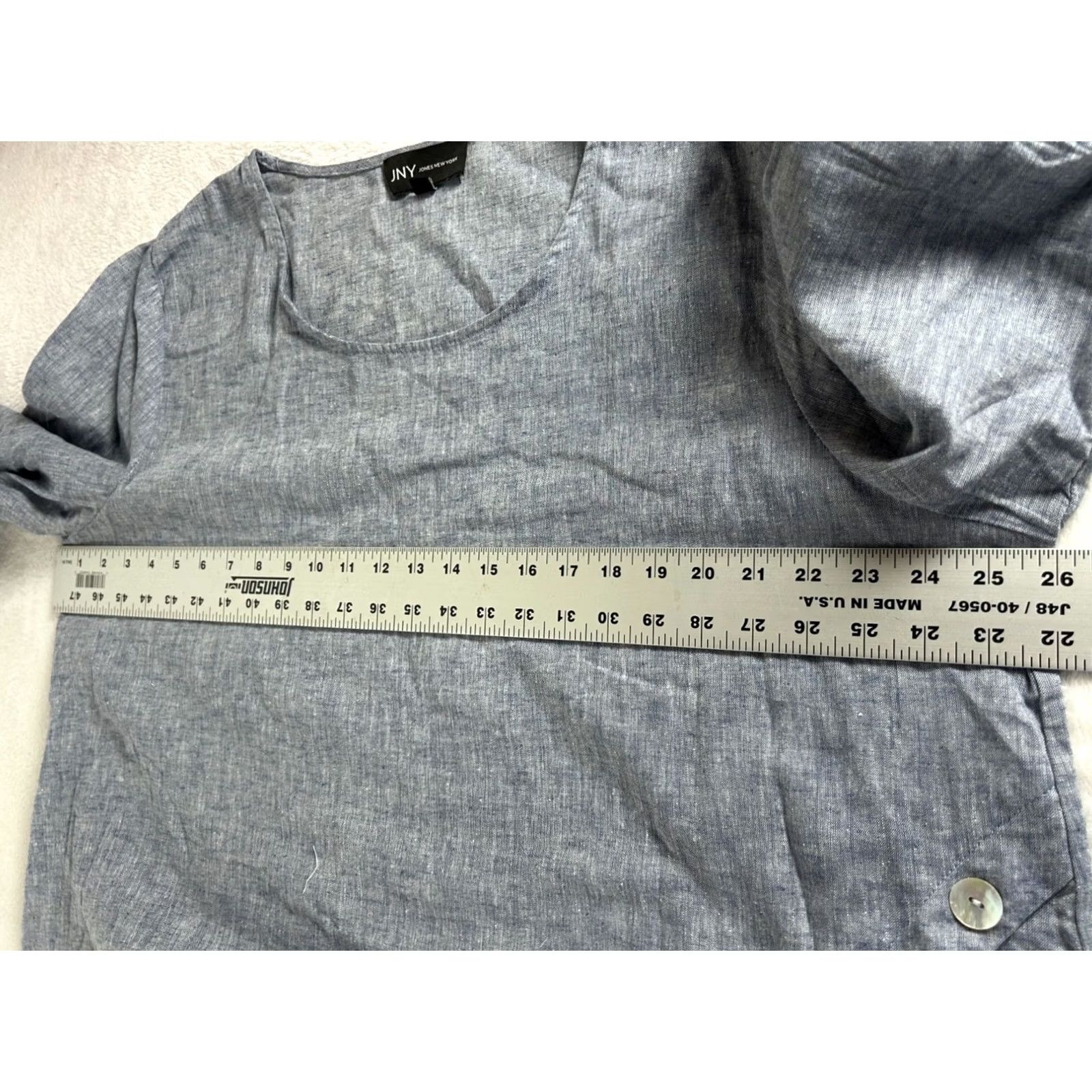 Jones New York Jones New York Womens Blue Linen Blend Tunic Top 1X Casual 3/4 Sleeve Button Detail White Round Neck Adult Plus Blues Size XL / US 12-14 / IT 48-50 - 6 Thumbnail