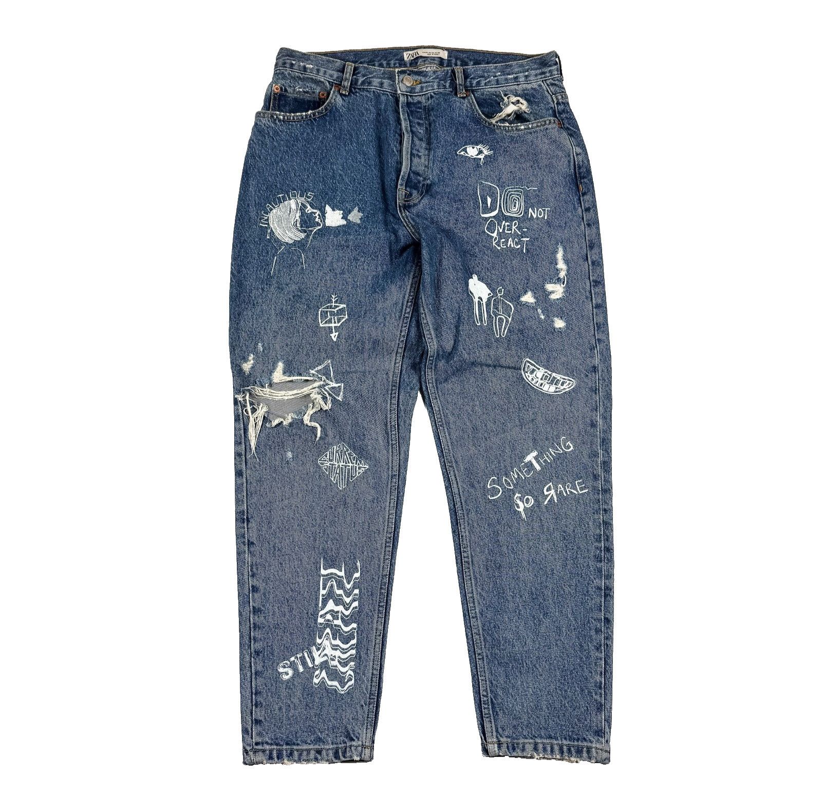 Zara Zara Jeans Doodle Print Graffiti Graphic Distressed 34 Size US 34 / EU 50 - 1 Thumbnail