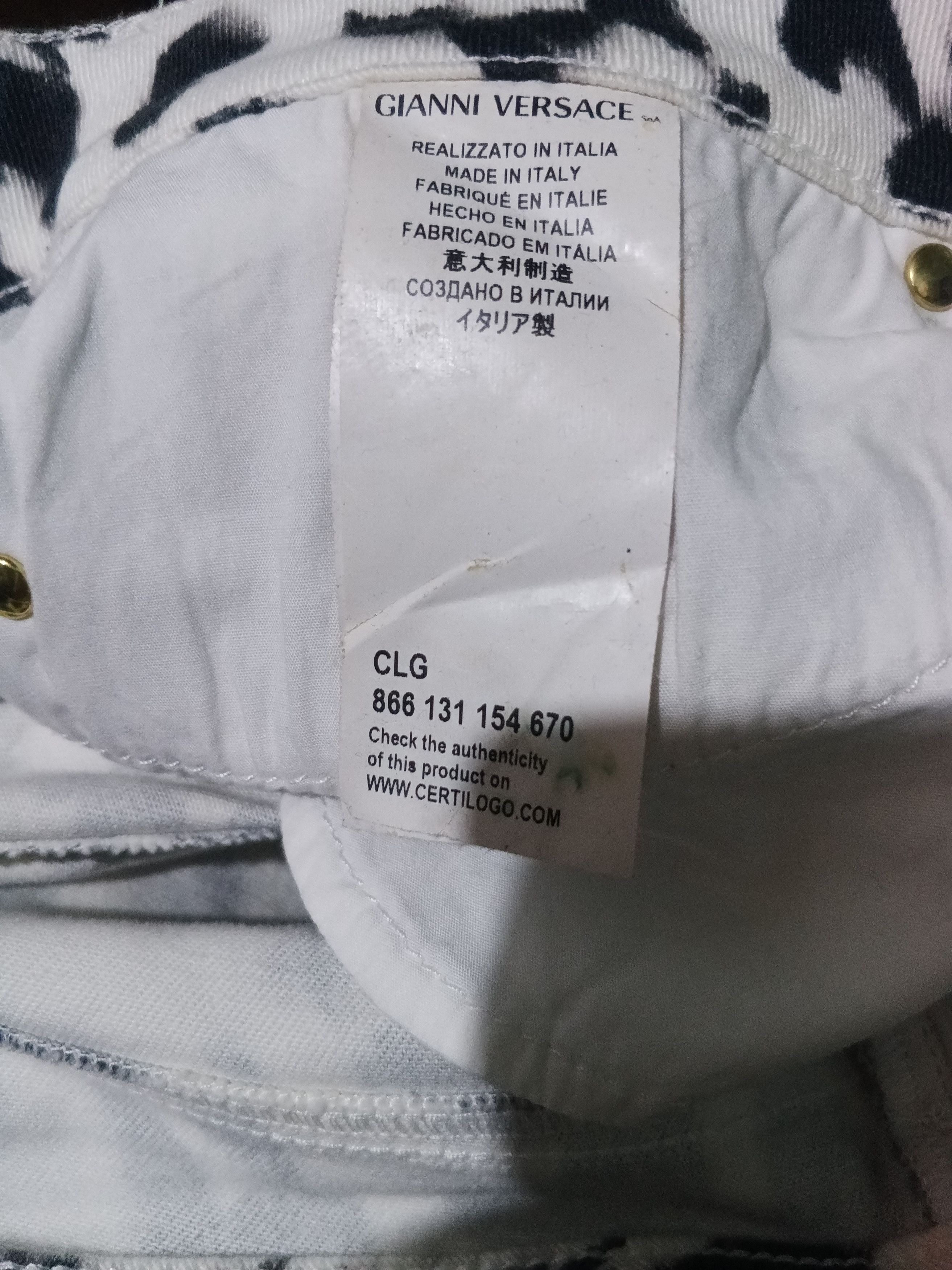 Versace Vintage Y2k Versace white leopard print skinny jeans Size 32" / US 10 / IT 46 - 6 Thumbnail