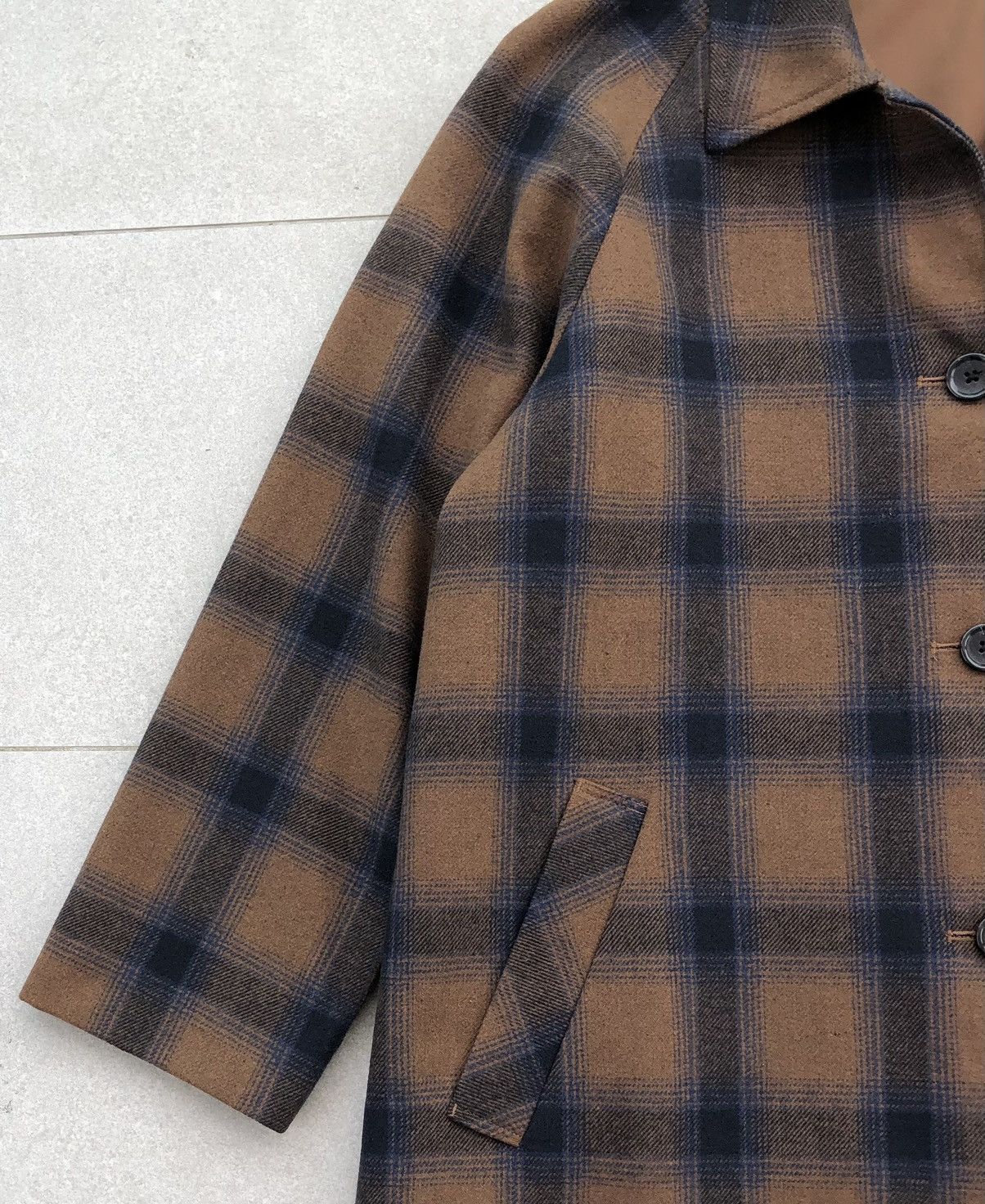 GU Japanese Brand GU Check Bal Collar Coat Winter Jacket Size US XL / EU 56 / 4 - 5 Thumbnail
